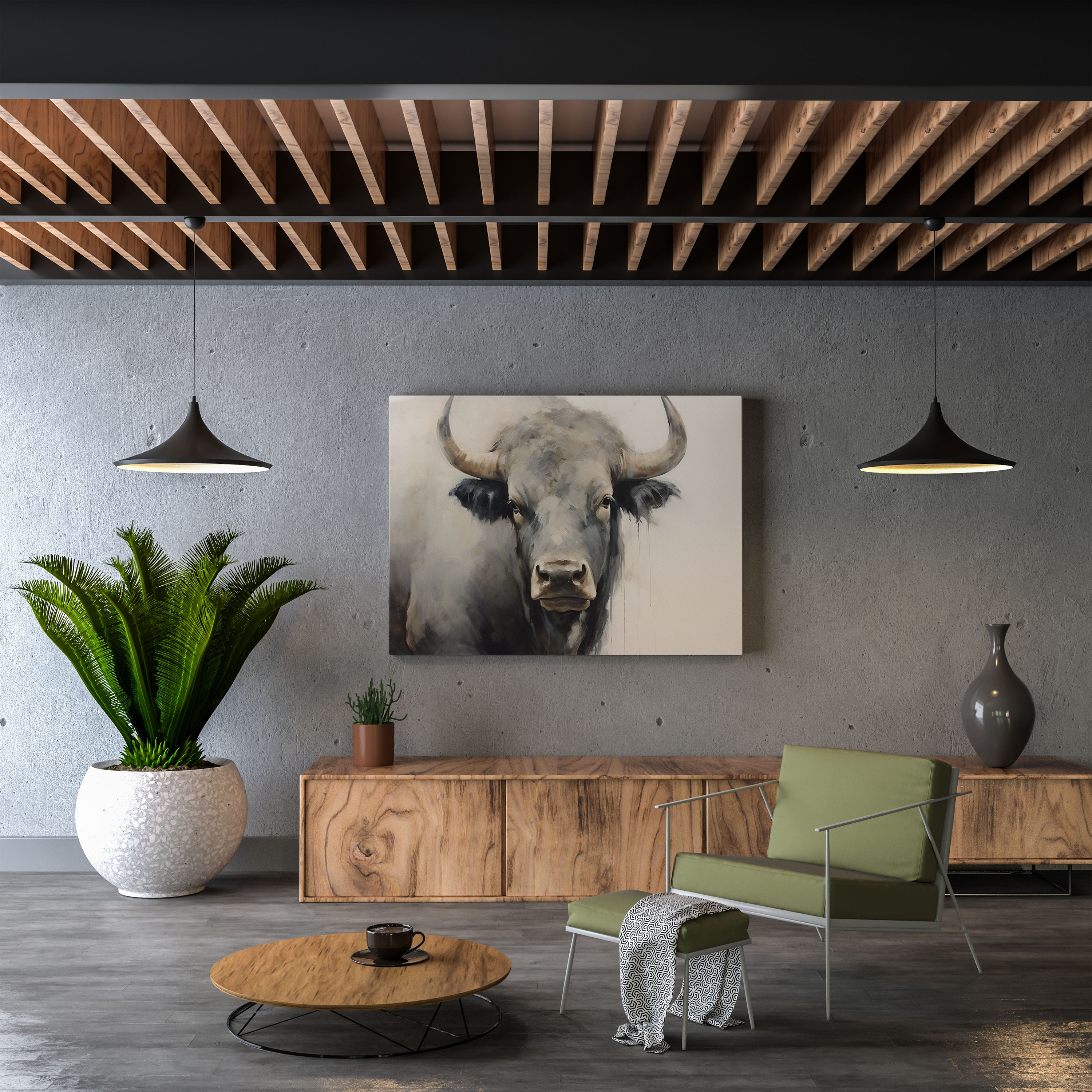 Sadelik Buffalo Duvar Sanatı - Ev Dekorasyonu Duvar Sanatı