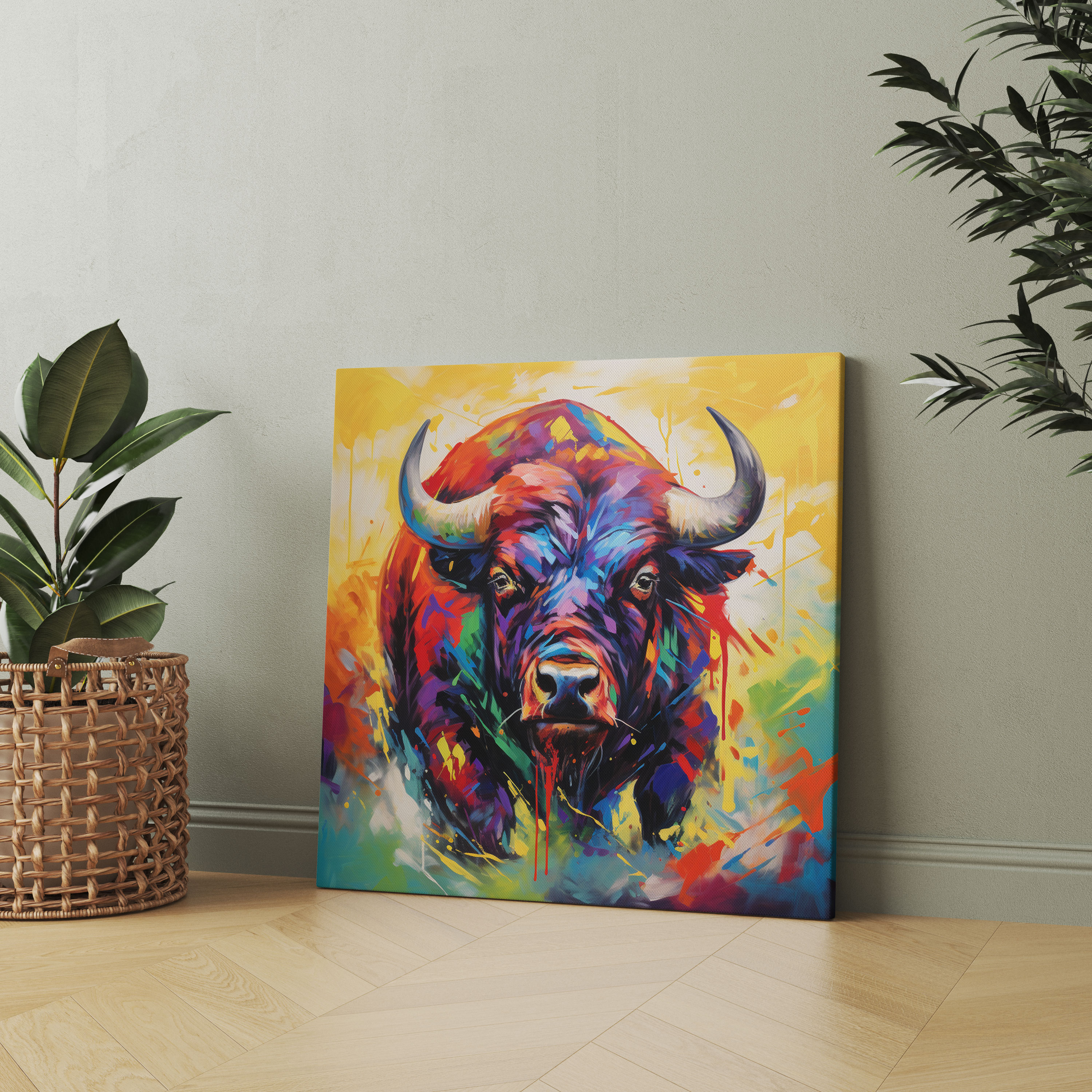 Abstract Buffalo Canvas Print - Buffalo, Abstract Art, Energy, Canvas Wall Art