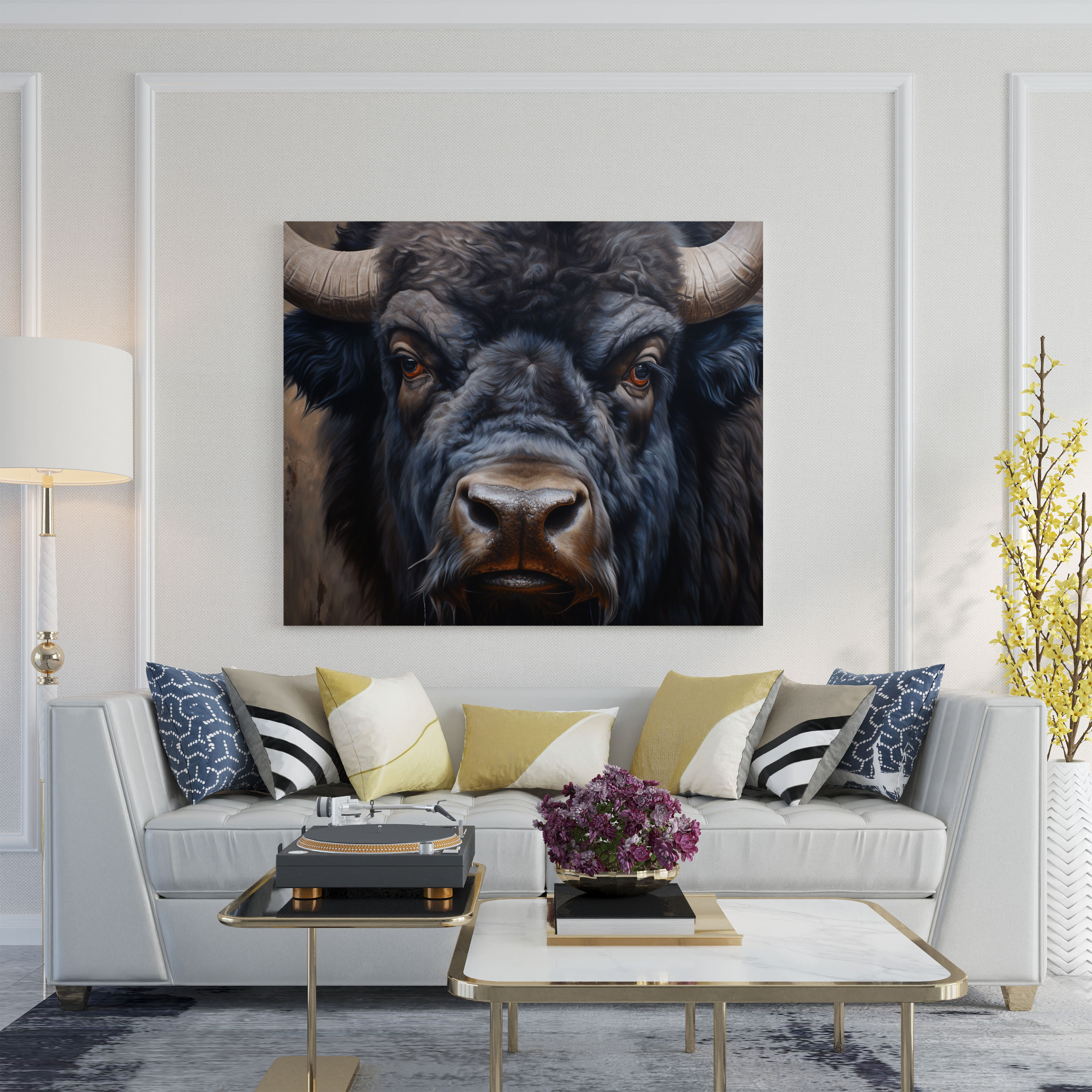 Powerful Bison Portrait Canvas Print - Buffalo, Canvas, Close-Up, Canvas Wall Art