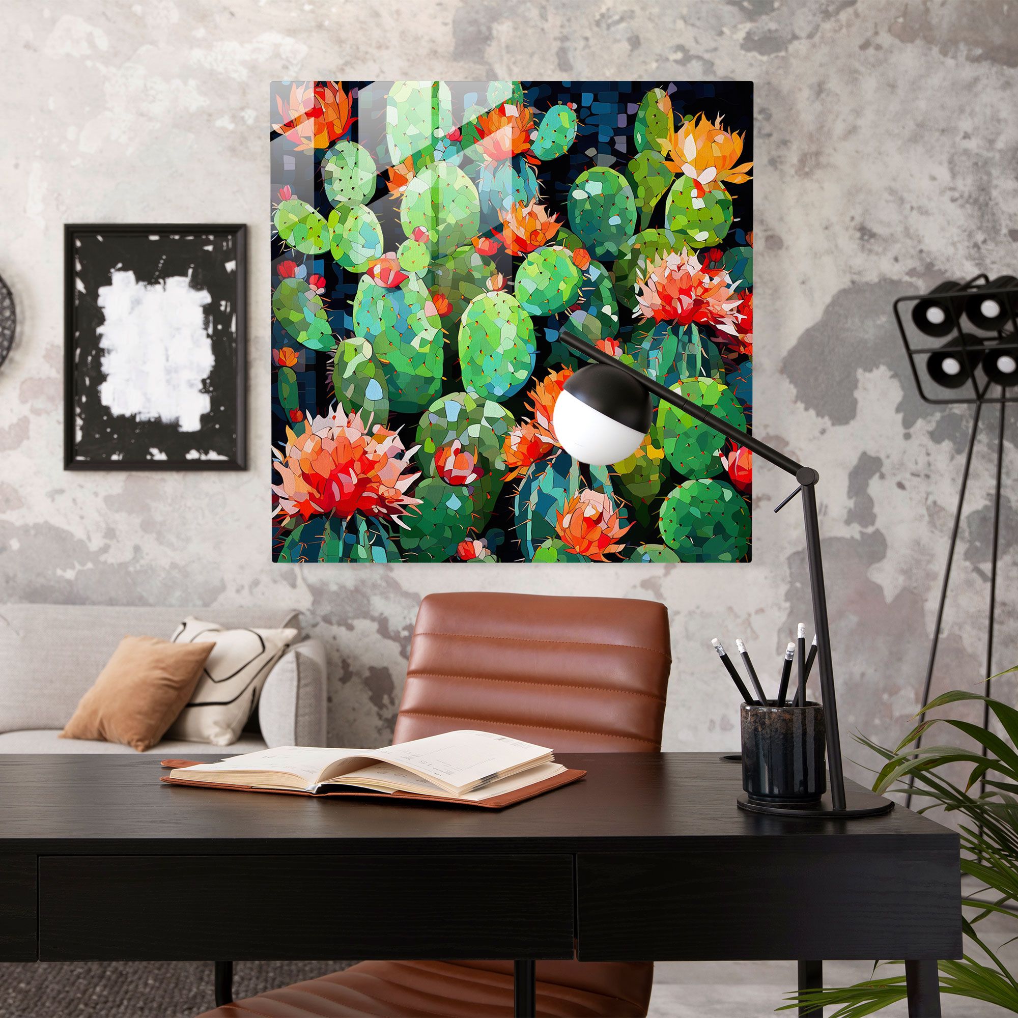Pop Art Cactus Mosaic Glass Wall Art - Cactus, Pop Art, Wall Decoration, Home Decoration