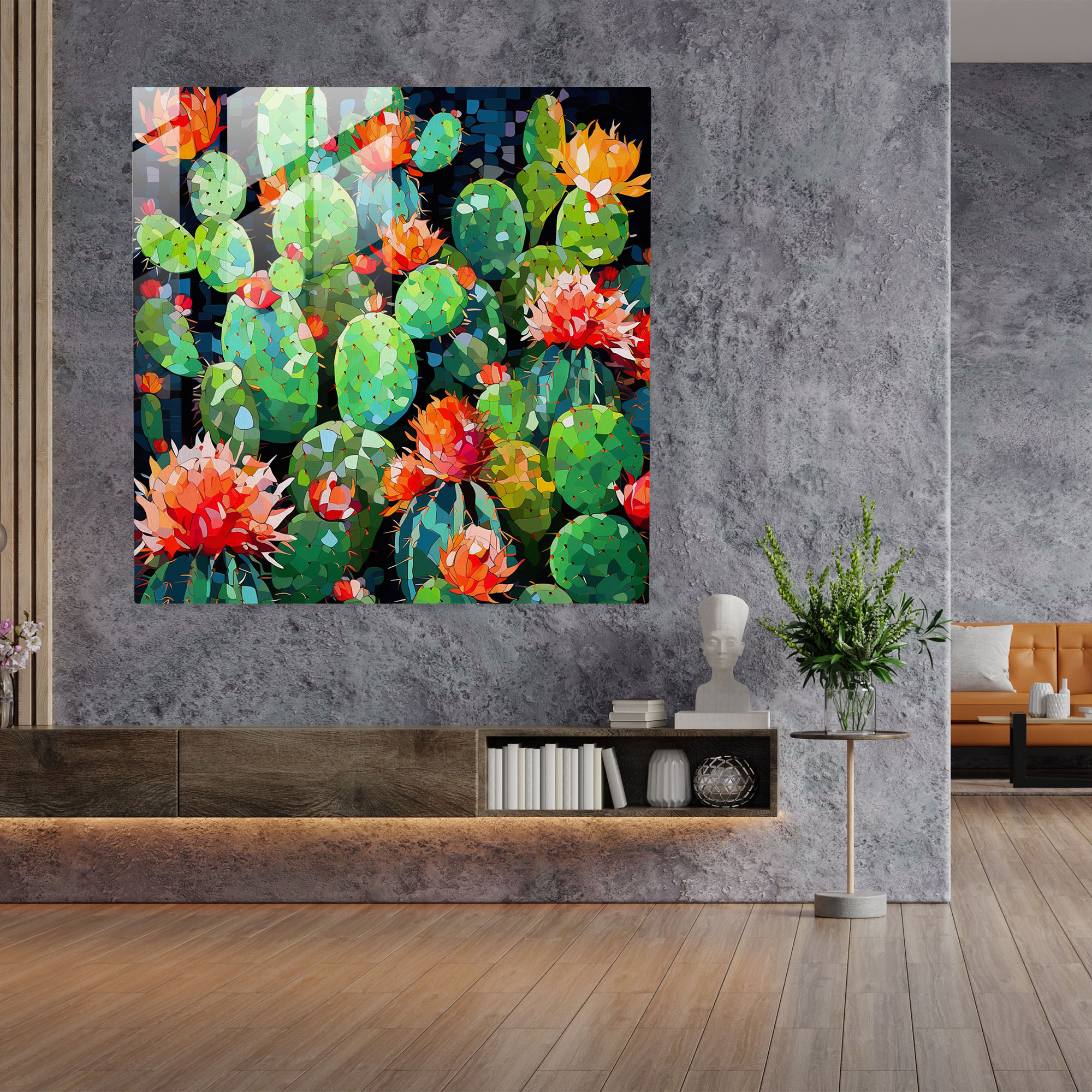 Pop Art Cactus Mosaic Glass Wall Art - Cactus, Pop Art, Wall Decoration, Home Decoration