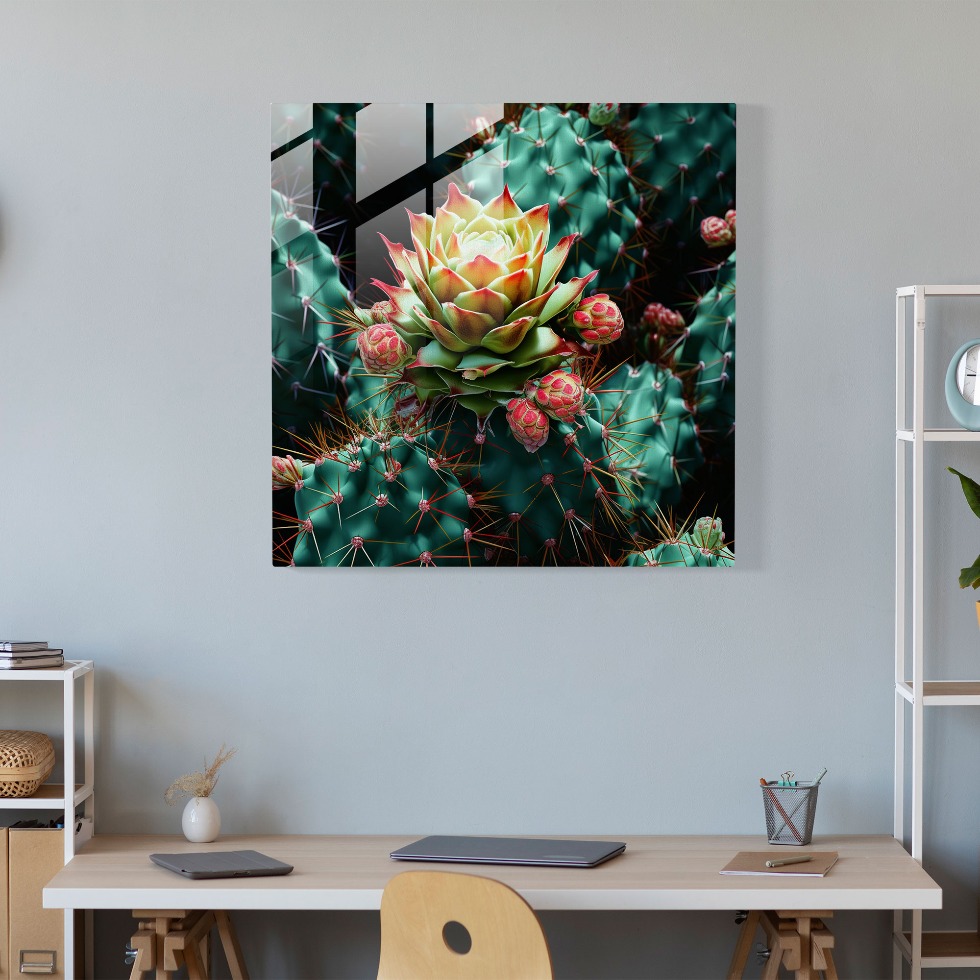 Modern Twist Cactus Glass Print - Cactus, Glass Wall Art, Glass Art, Modern Art