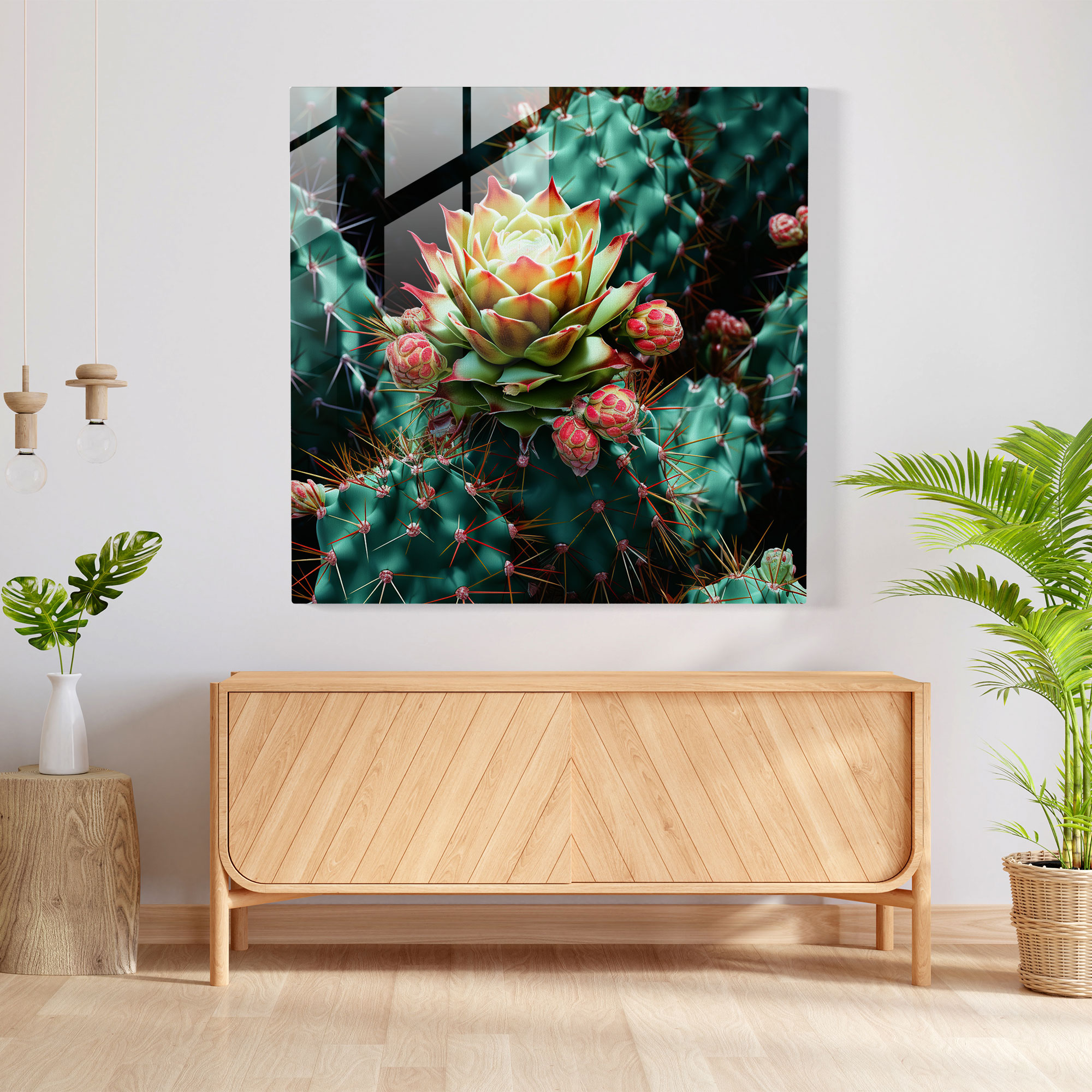 Modern Twist Cactus Glass Print - Cactus, Glass Wall Art, Glass Art, Modern Art