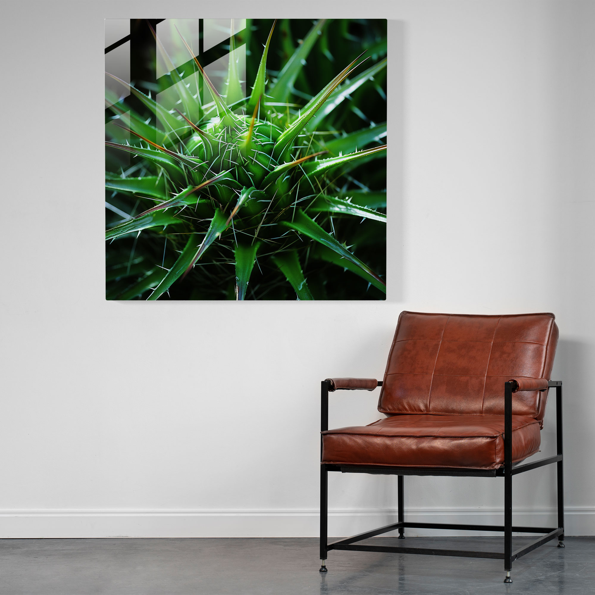 Vibrant Green Cactus Glass Print - Cactus, Macro Photography, Vibrant Green, Cactus