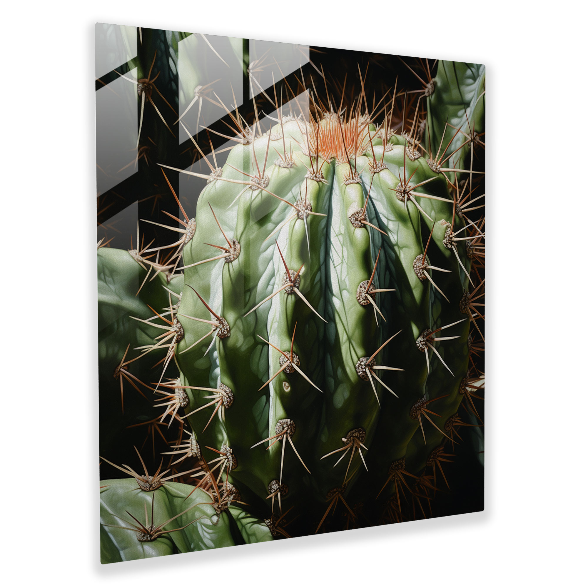 Realistic Cactus Glass Print - Cactus, Glass Print, Modern Art, Subtle Shadows