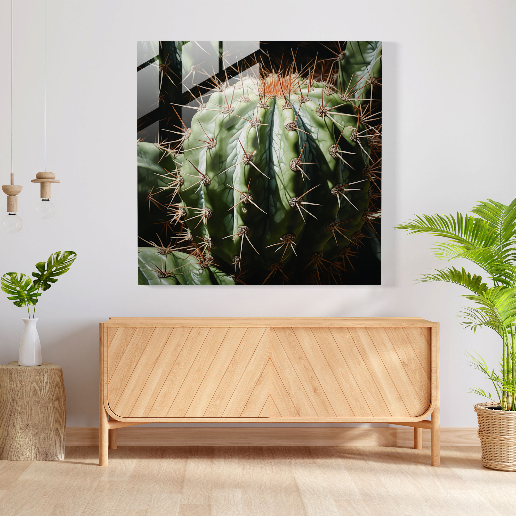 Realistic Cactus Glass Print - Cactus, Glass Print, Modern Art, Subtle Shadows