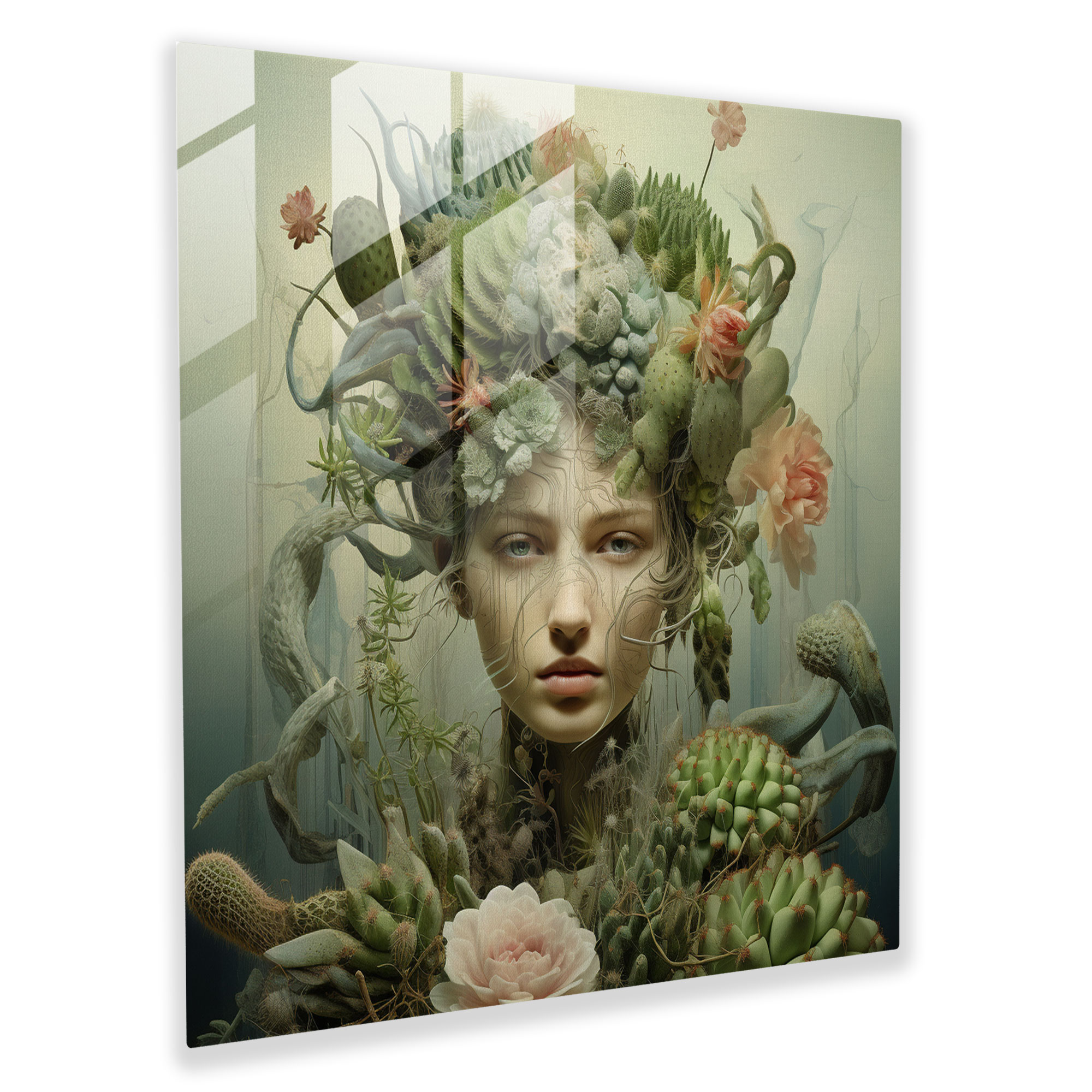 Botanical Cactus Glass Print - Cactus, Botanical Elements, Modern Art, Nature