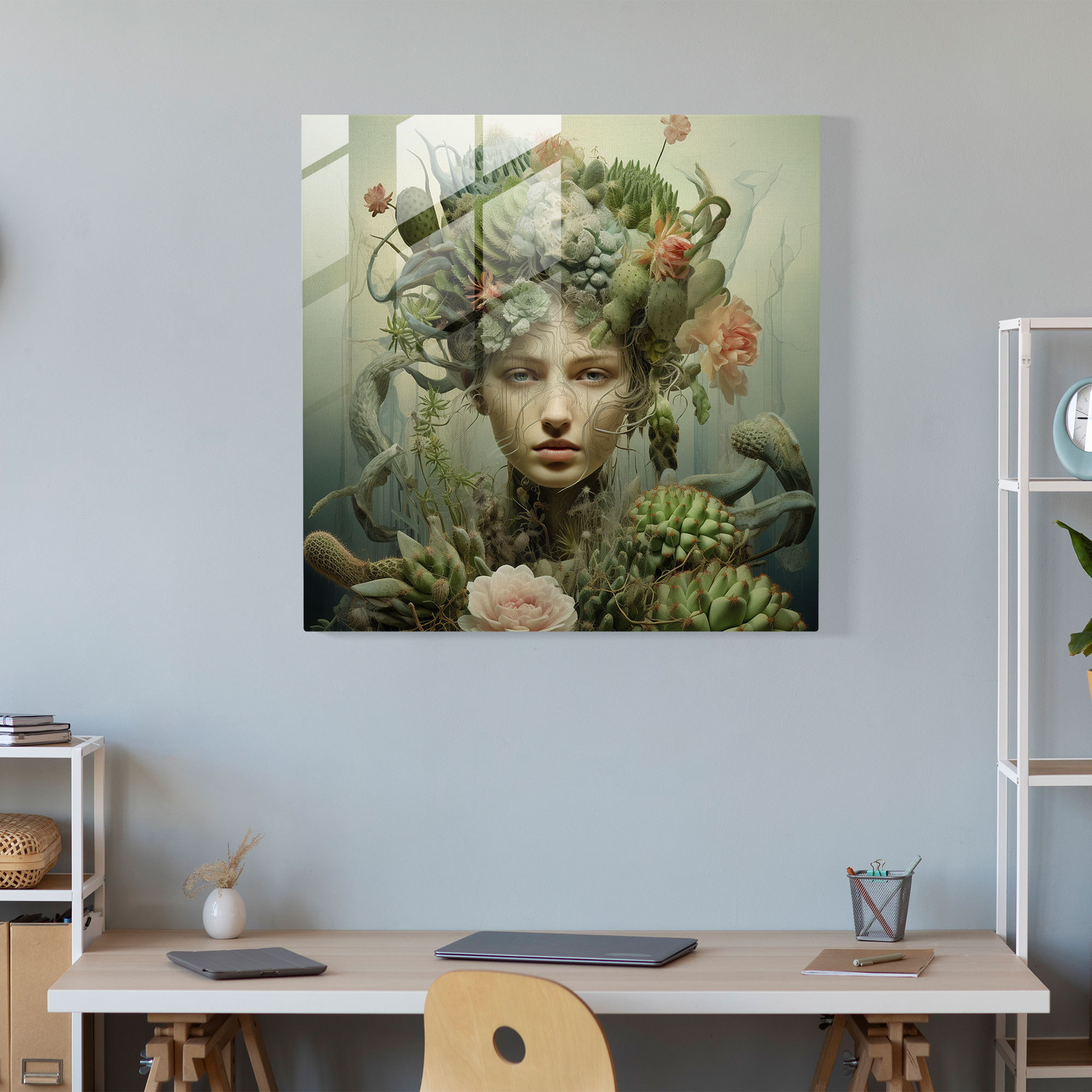 Botanical Cactus Glass Print - Cactus, Botanical Elements, Modern Art, Nature