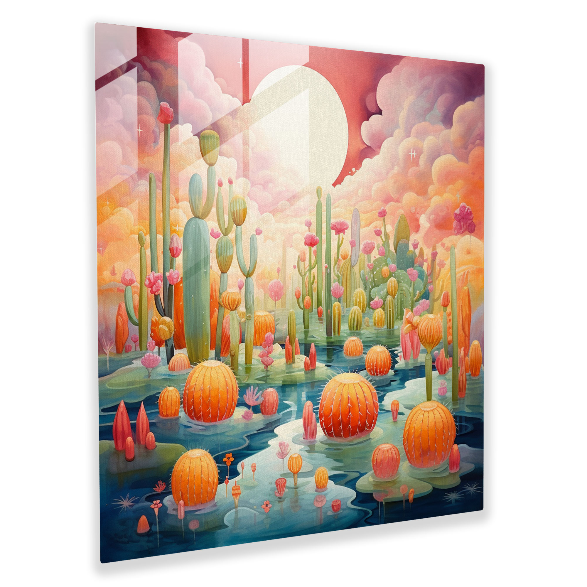 Cactus Dream Glass Print - Cactus, Floating, Dreamlike Atmosphere, Cactus