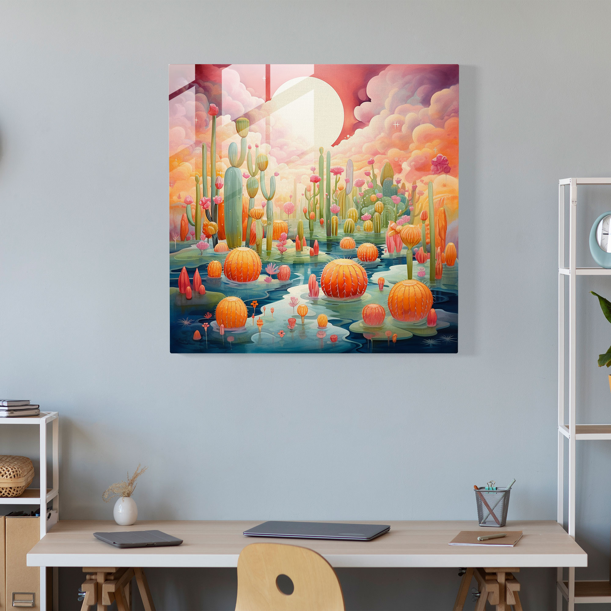 Cactus Dream Glass Print - Cactus, Floating, Dreamlike Atmosphere, Cactus