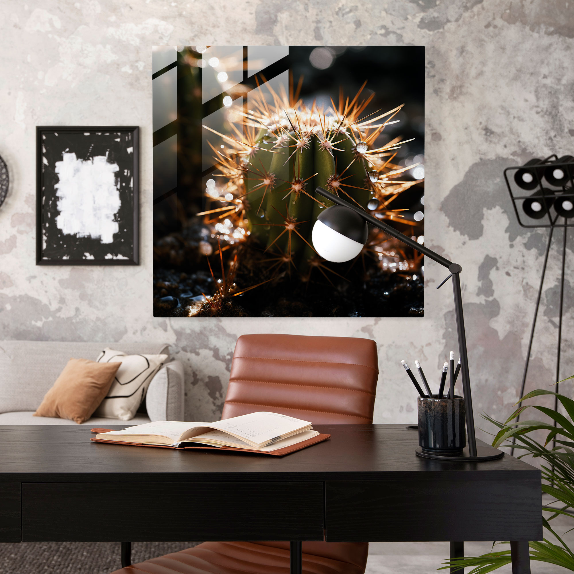 Prickly Beauty Glass Print - Cactus, Contemporary Photography, Glass Art, Glass Wall Art