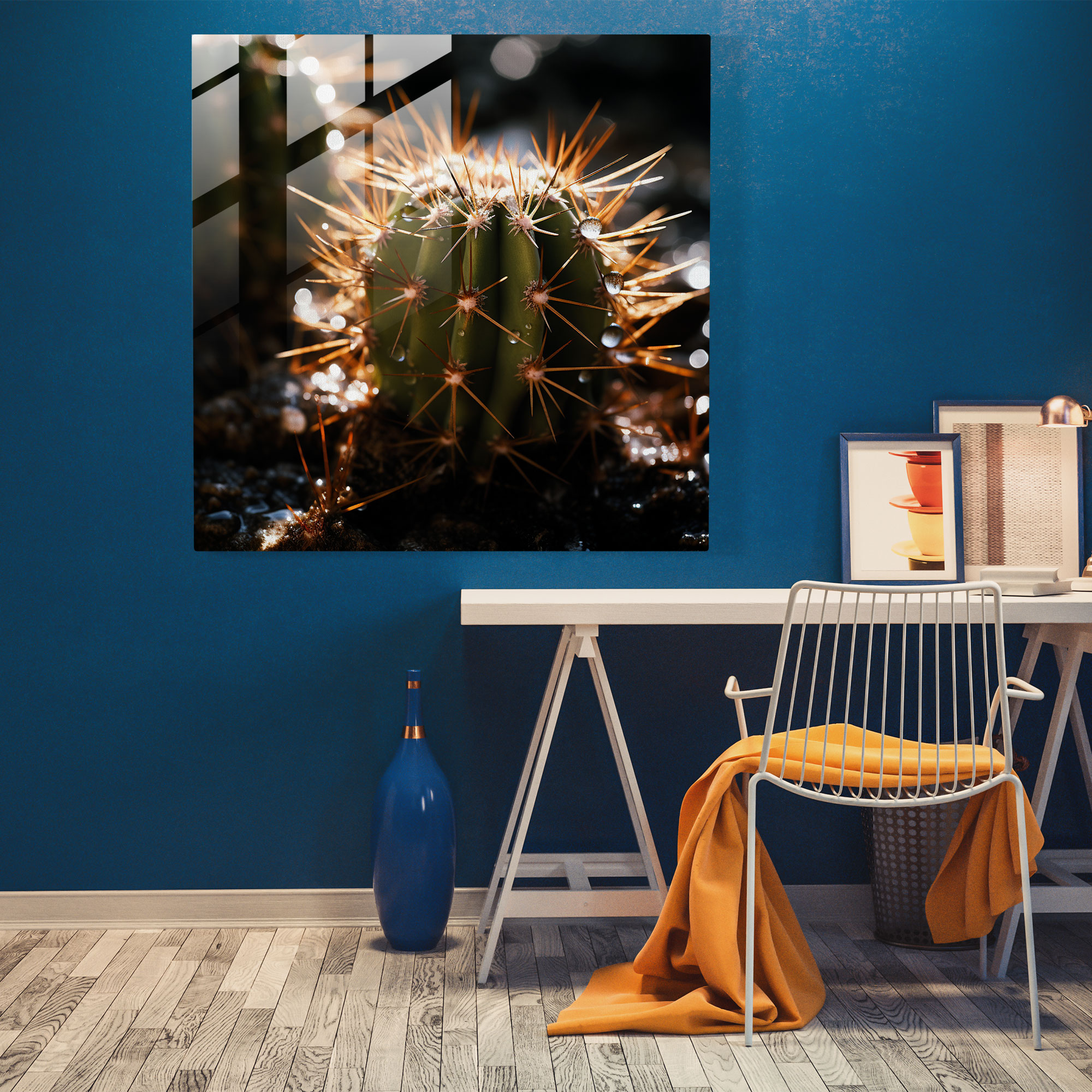 Prickly Beauty Glass Print - Cactus, Contemporary Photography, Glass Art, Glass Wall Art