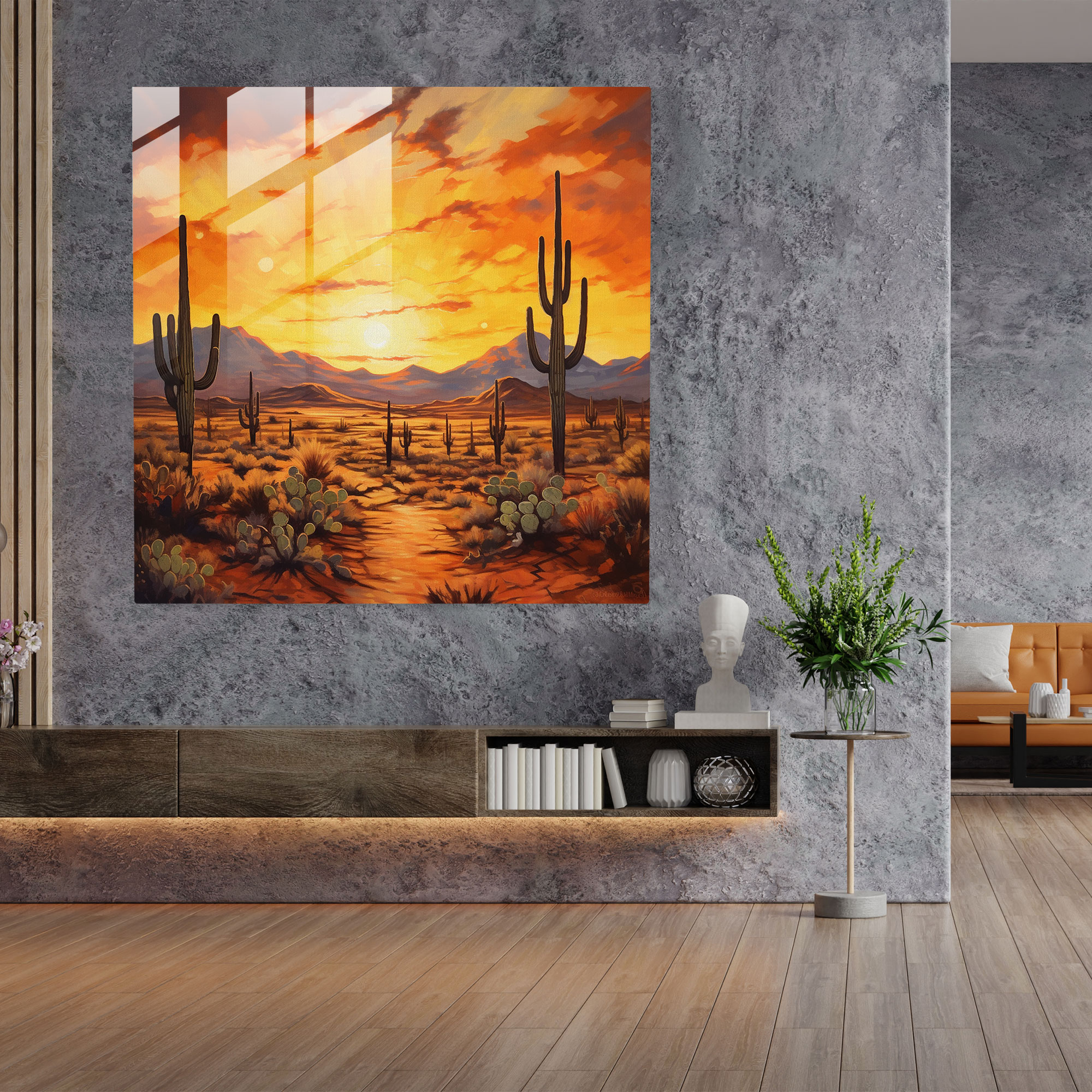 Desert Impressions Glass Print - Cactus, Color Palette, Glass Art, Desert Landscape