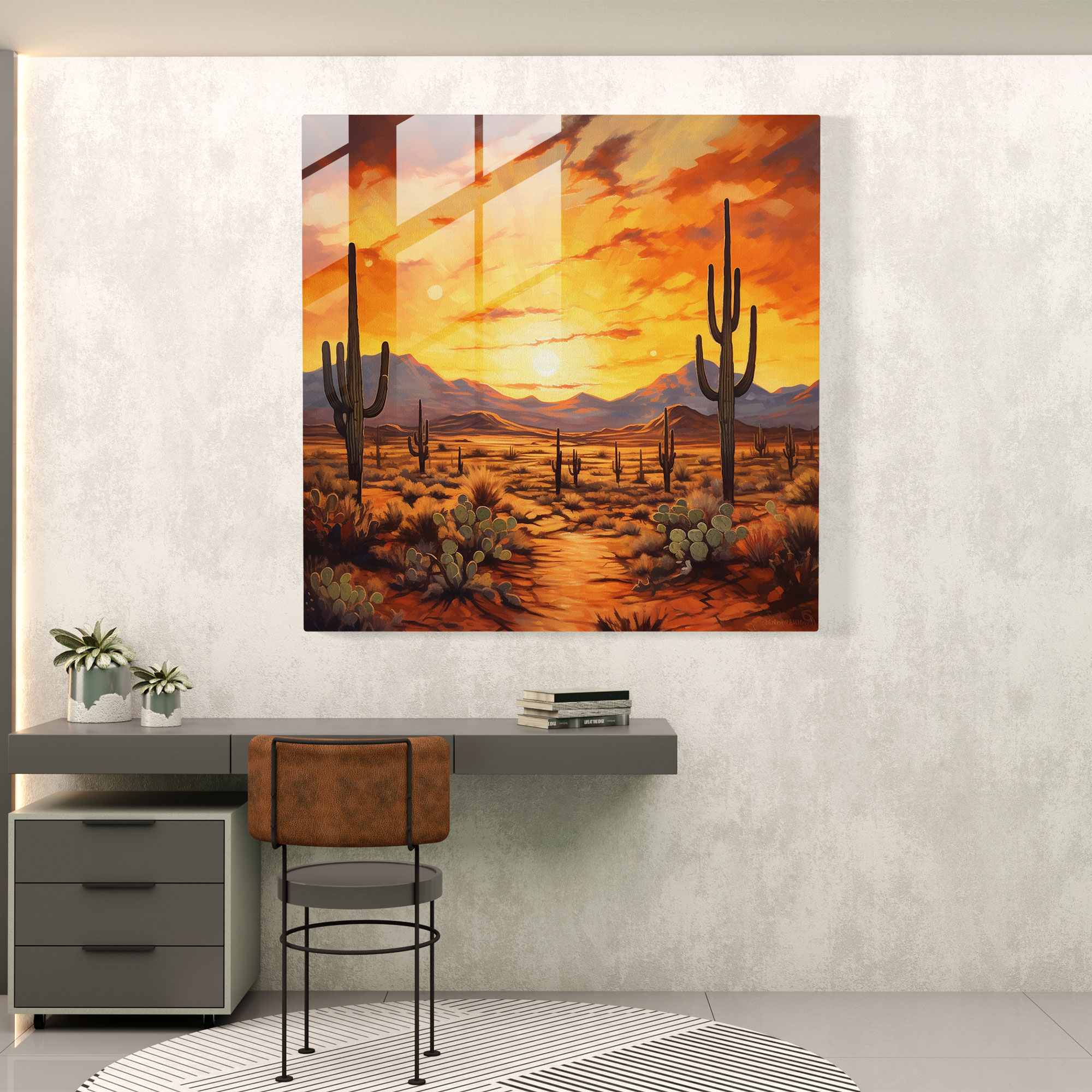 Desert Impressions Glass Print - Cactus, Color Palette, Glass Art, Desert Landscape