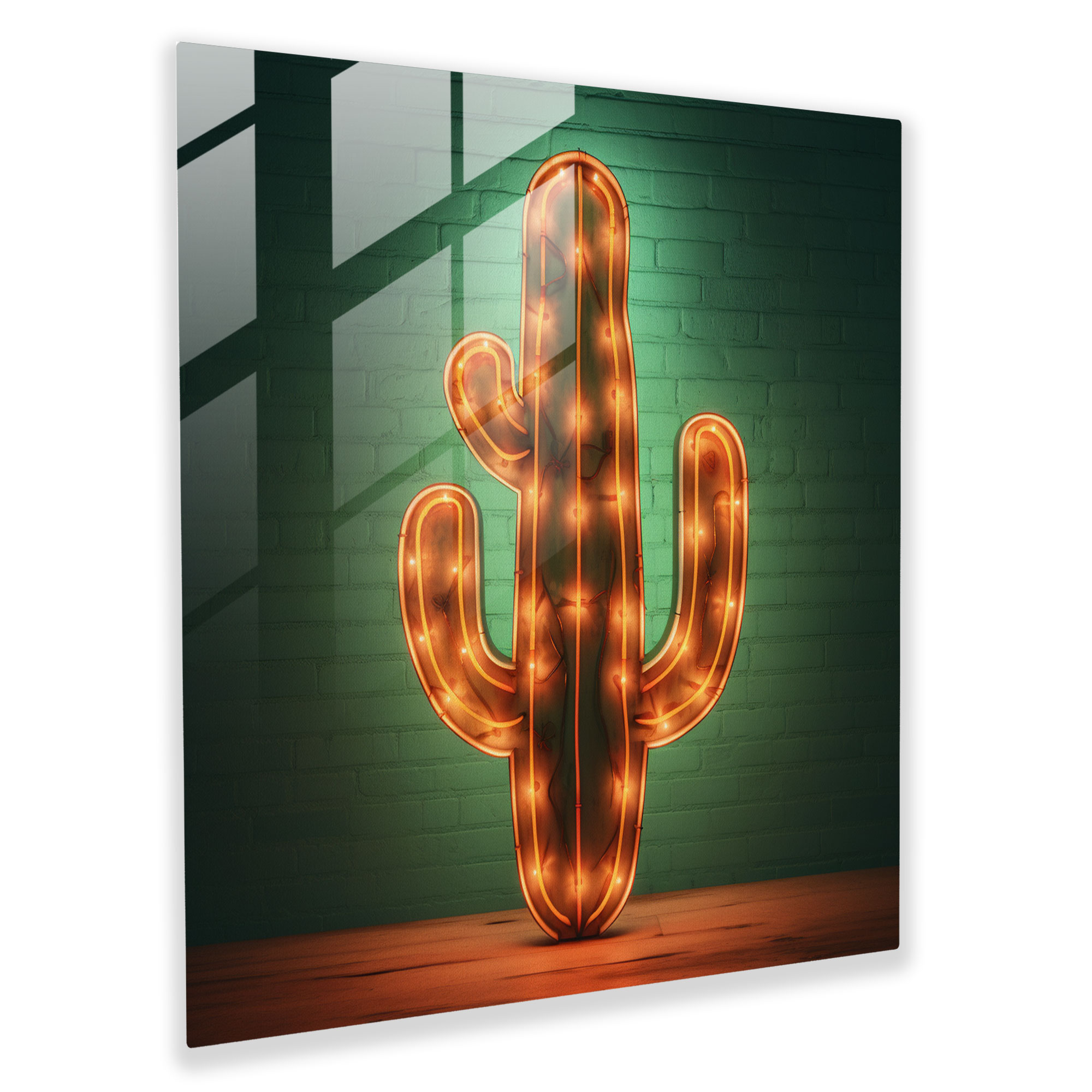 Neon Cactus Glass Print - Cactus, Glass Wall Art, Home Decoration, Modern Art