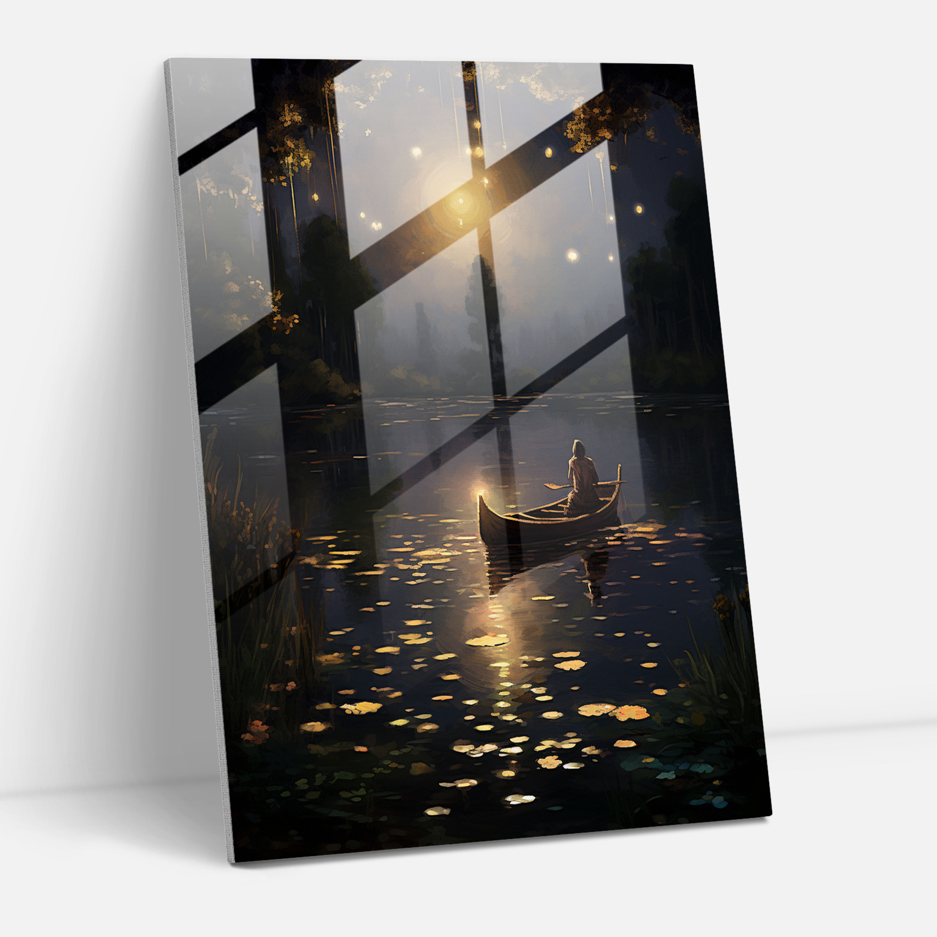 Glass Print - Serene Candle-Lit Night - Candle, Calming Ambiance, Candle-Lit Night, Tranquil