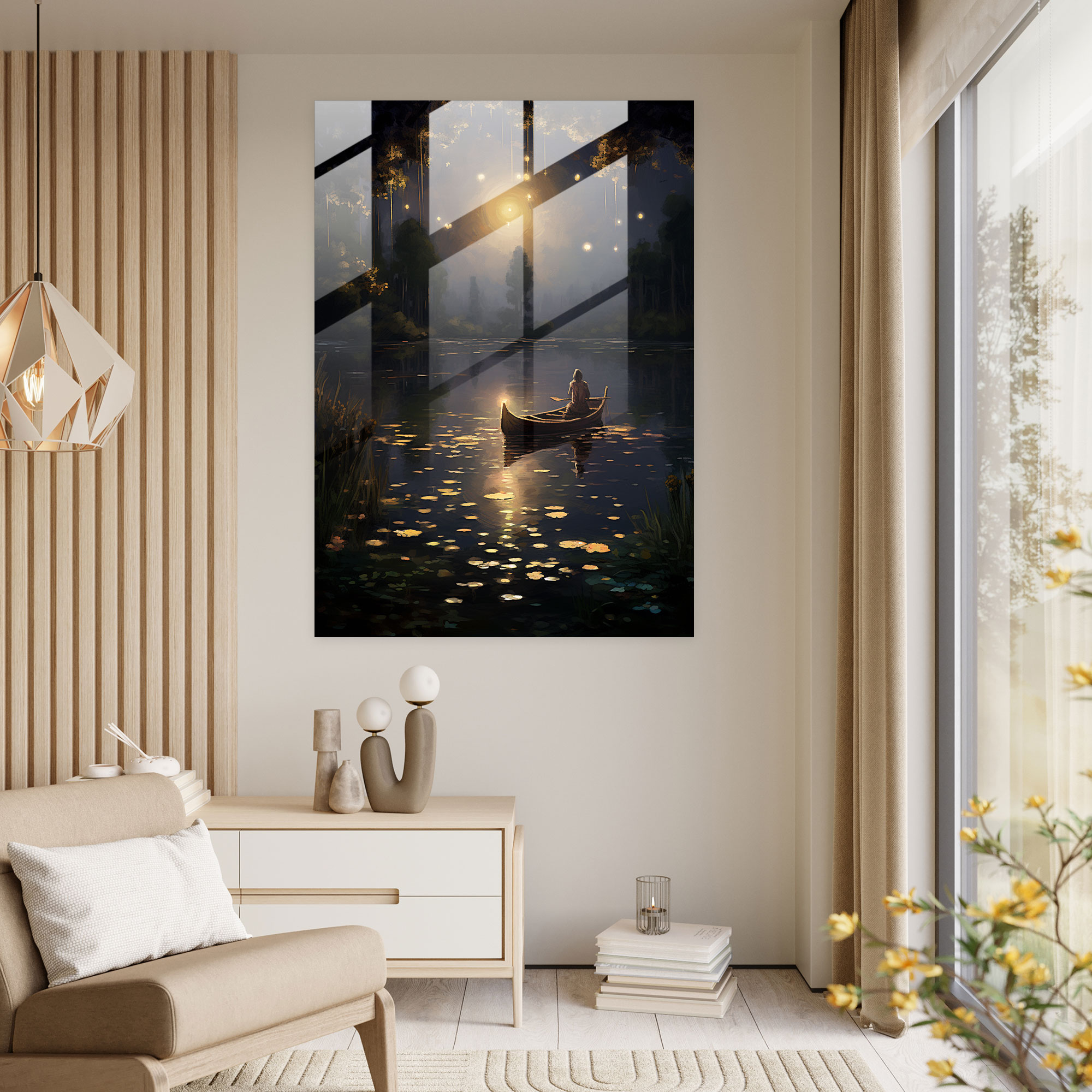 Glass Print - Serene Candle-Lit Night - Candle, Calming Ambiance, Candle-Lit Night, Tranquil
