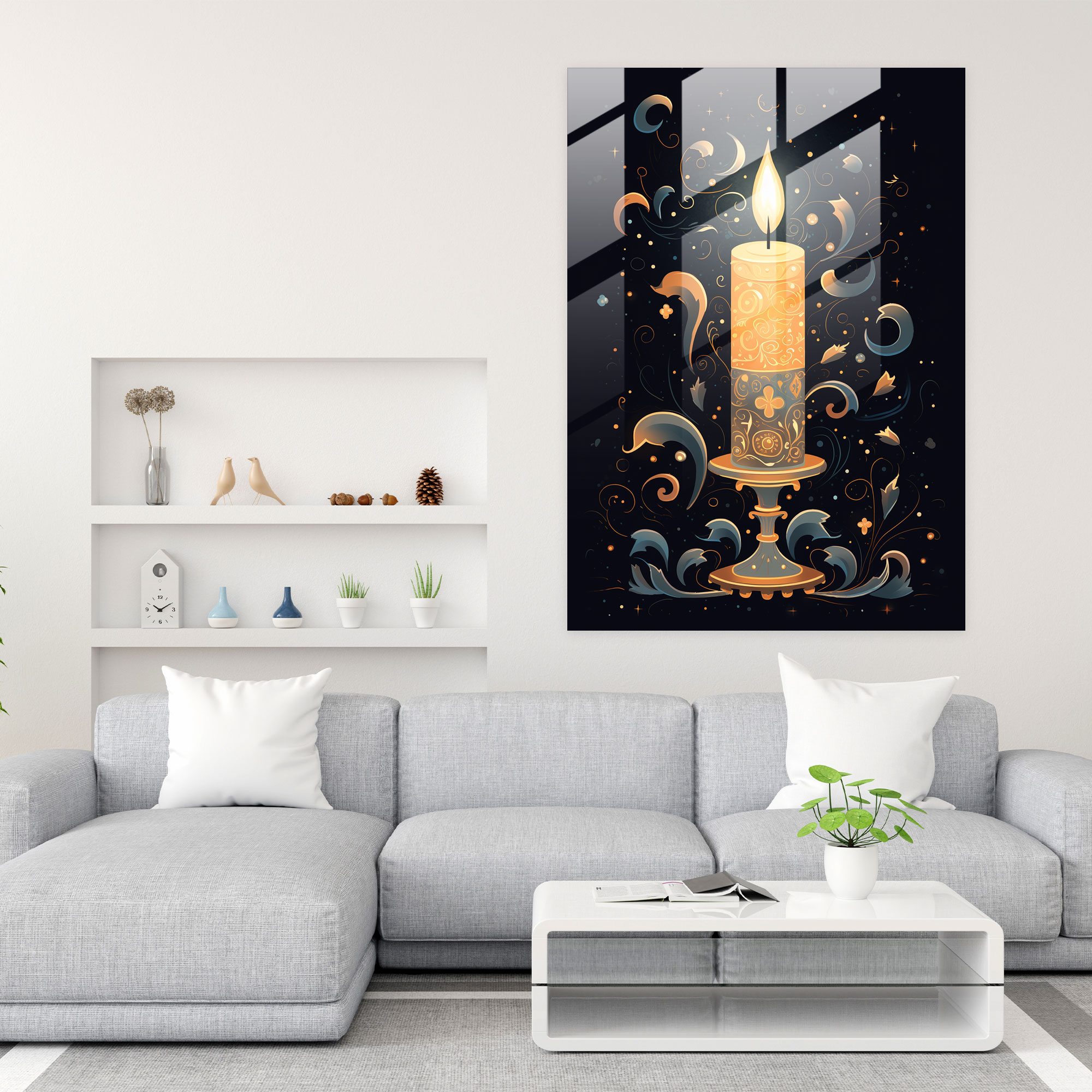 Glass Print - Whimsical Sparkling Candle - Candle, Capture The Magic, Candle, Home Decoration