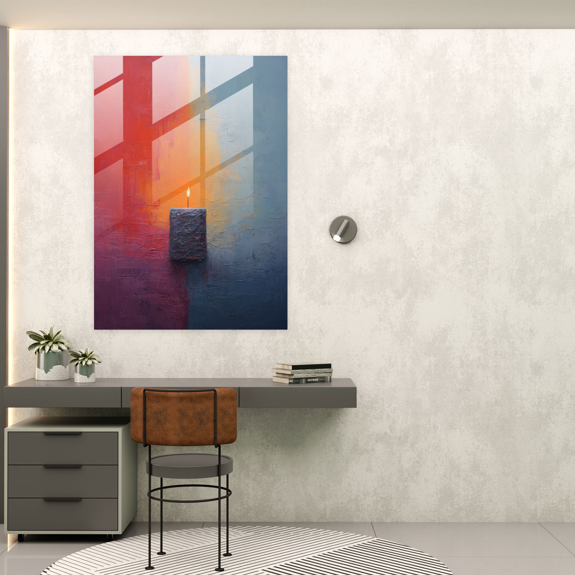 Abstract Candle Glass Print - Candle, Wall Decoration, Abstract Painting, Glass Art