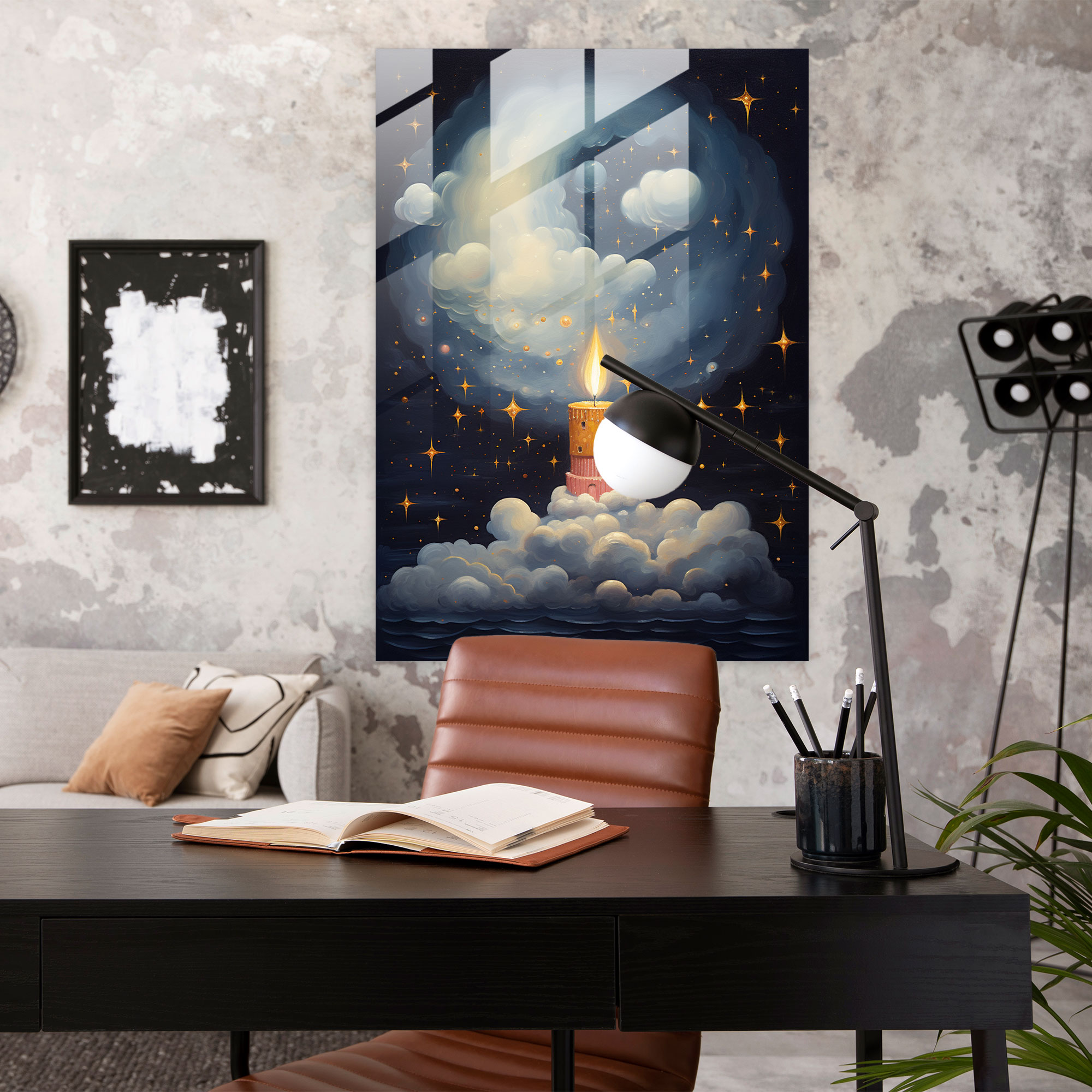 Whimsical Candle Glass Print - Candle, Wall Decoration, Modern Art, Candle