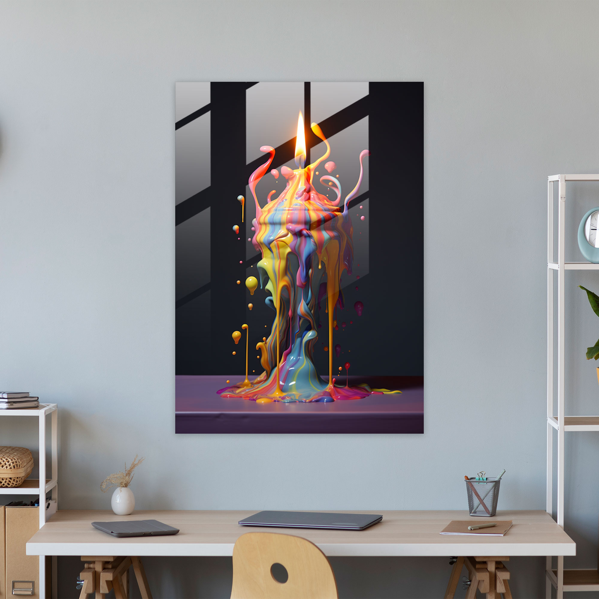 Surrealist Candle Glass Print - Candle, Surreal Elements, Glass Print, Candle