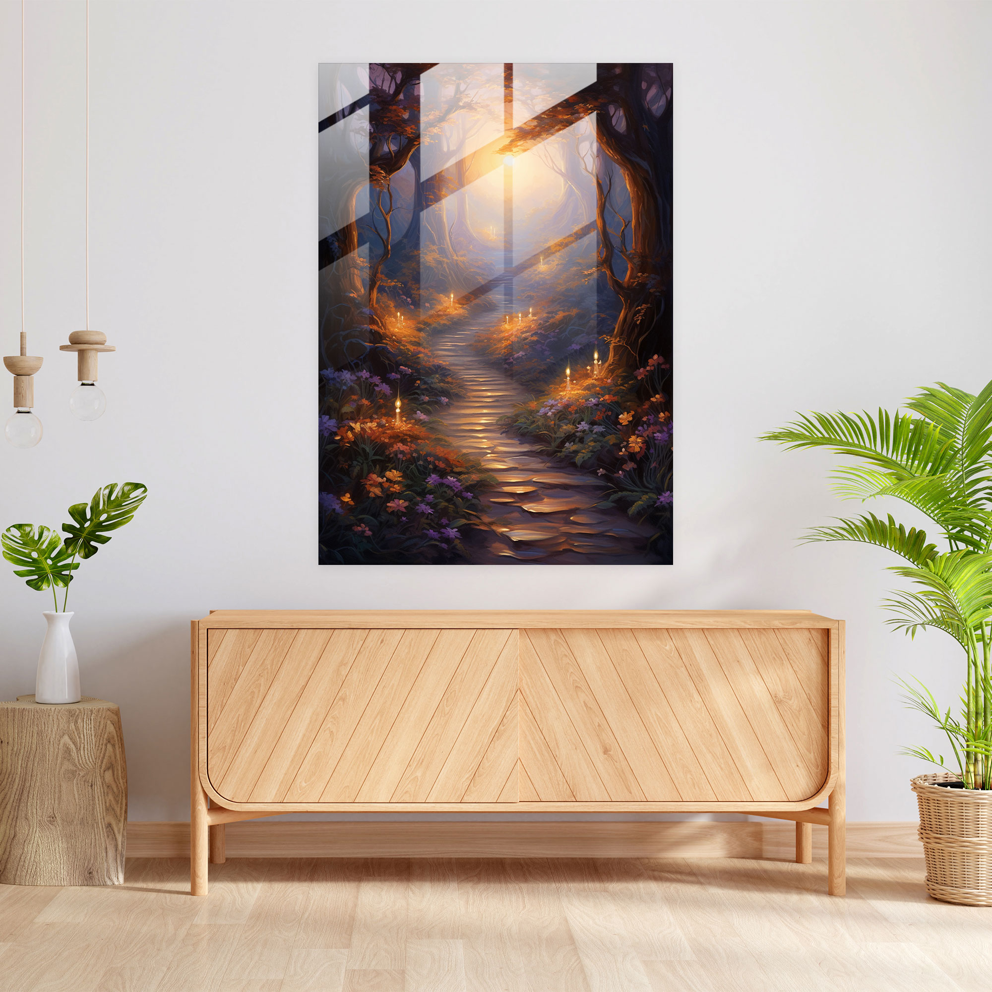 Landscape Candle Glass Print - Candle, Wall Decoration, Serene Natural Scenery, Glass Print