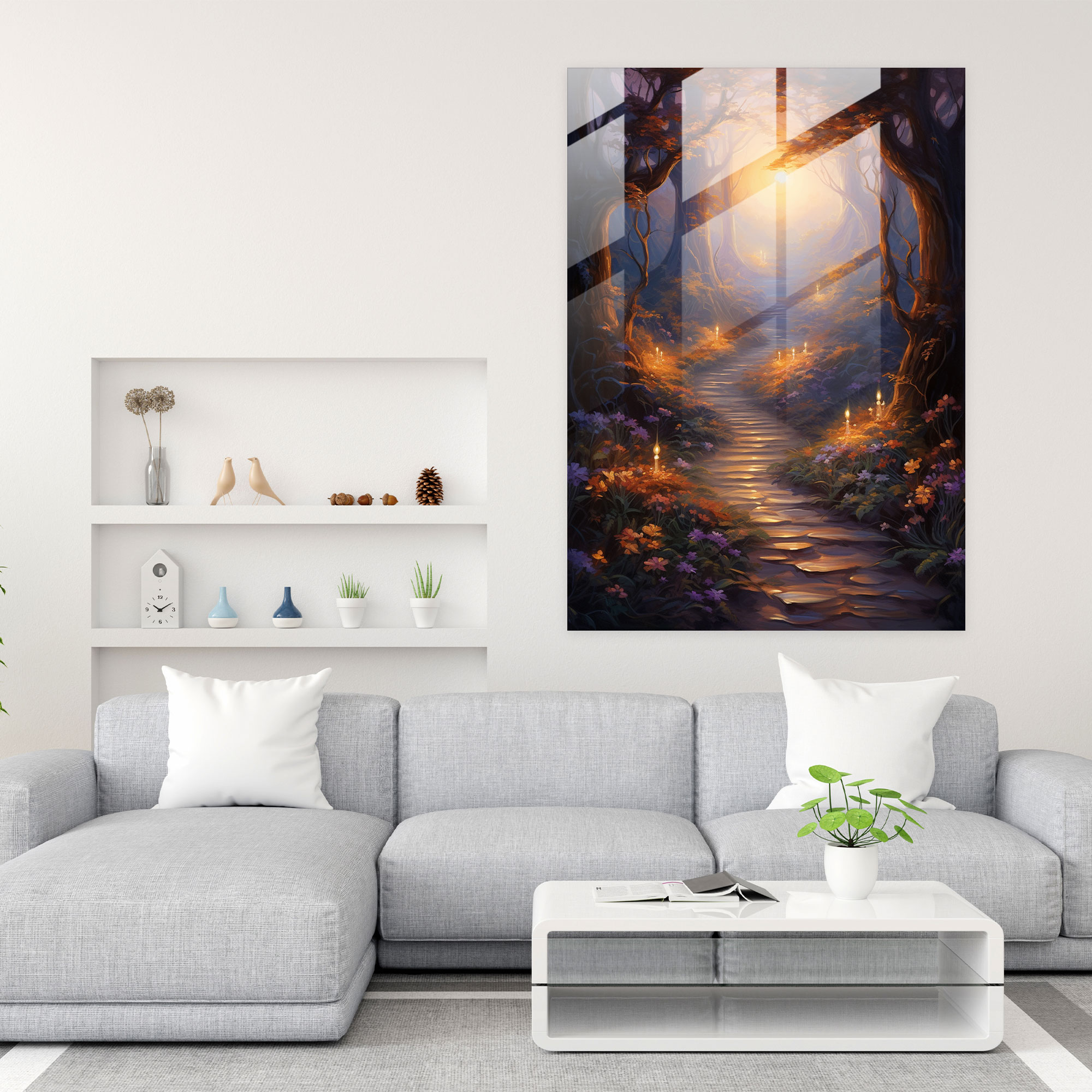 Landscape Candle Glass Print - Candle, Wall Decoration, Serene Natural Scenery, Glass Print