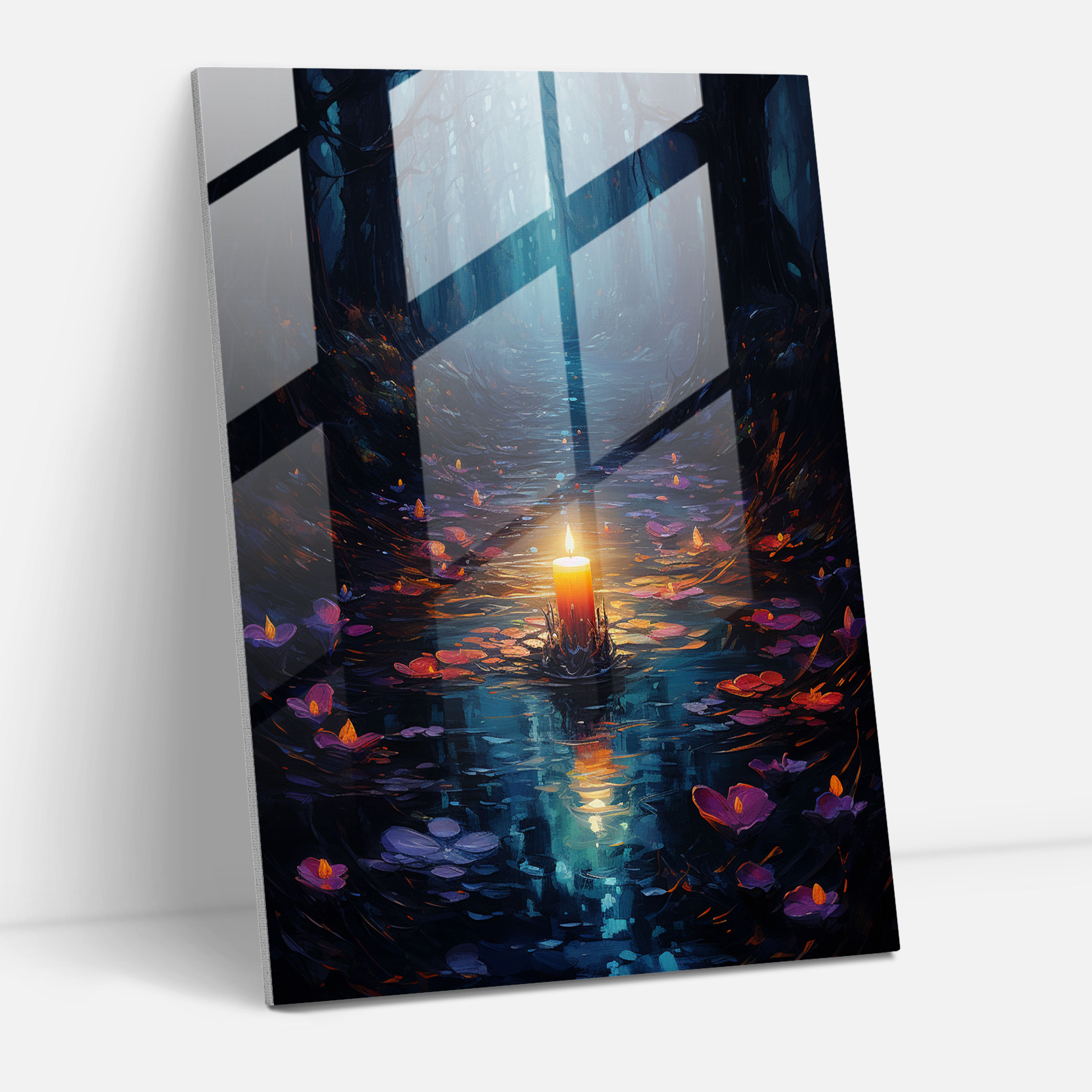 Mystical Forest Glass Print - Candle, Magic, Wall Decoration, Glass Art