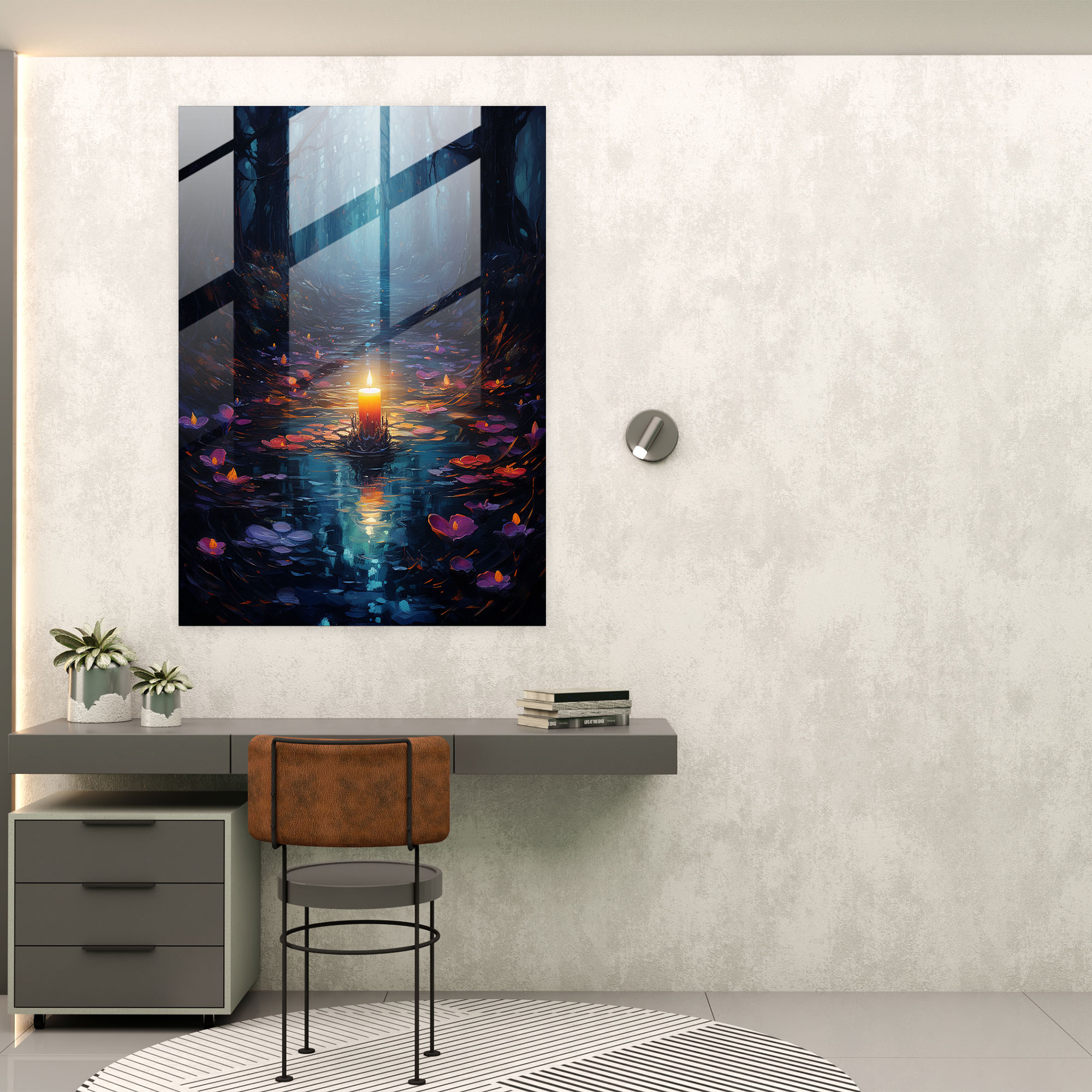 Mystical Forest Glass Print - Candle, Magic, Wall Decoration, Glass Art