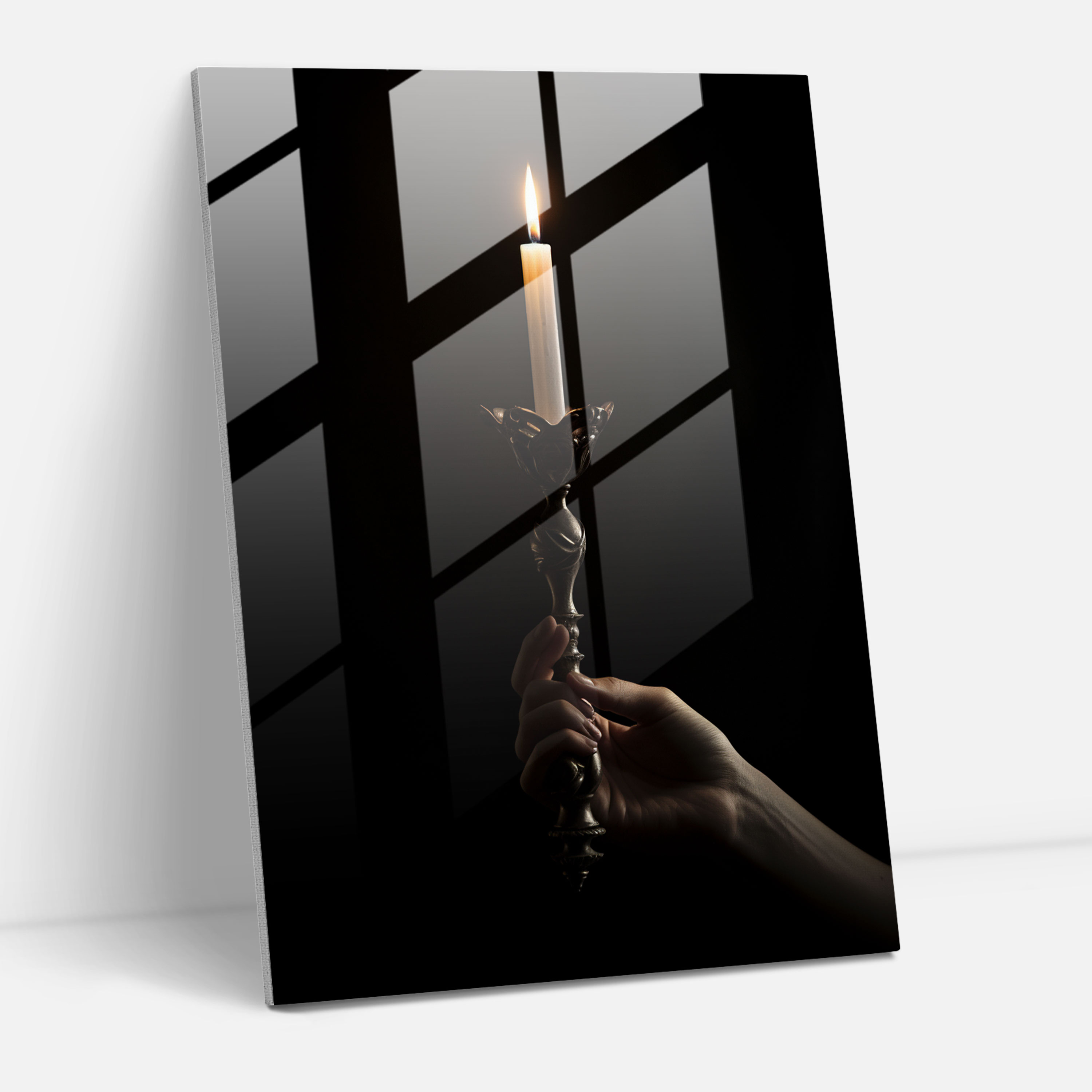 Soft Glow Glass Print - Candle, Glass Print, Soft Light, Serene Ambiance