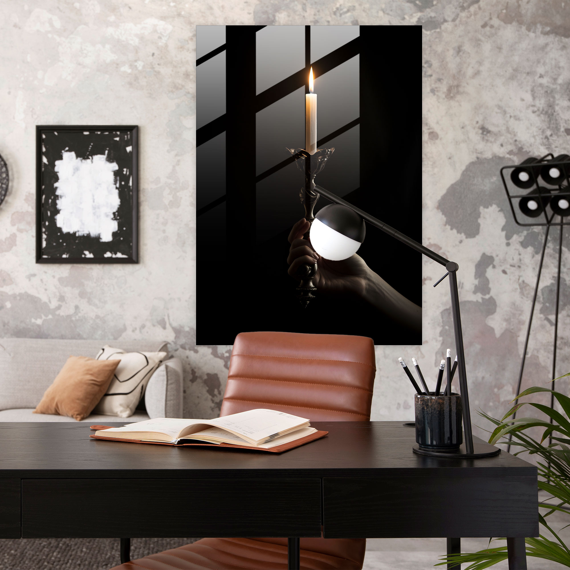 Soft Glow Glass Print - Candle, Glass Print, Soft Light, Serene Ambiance