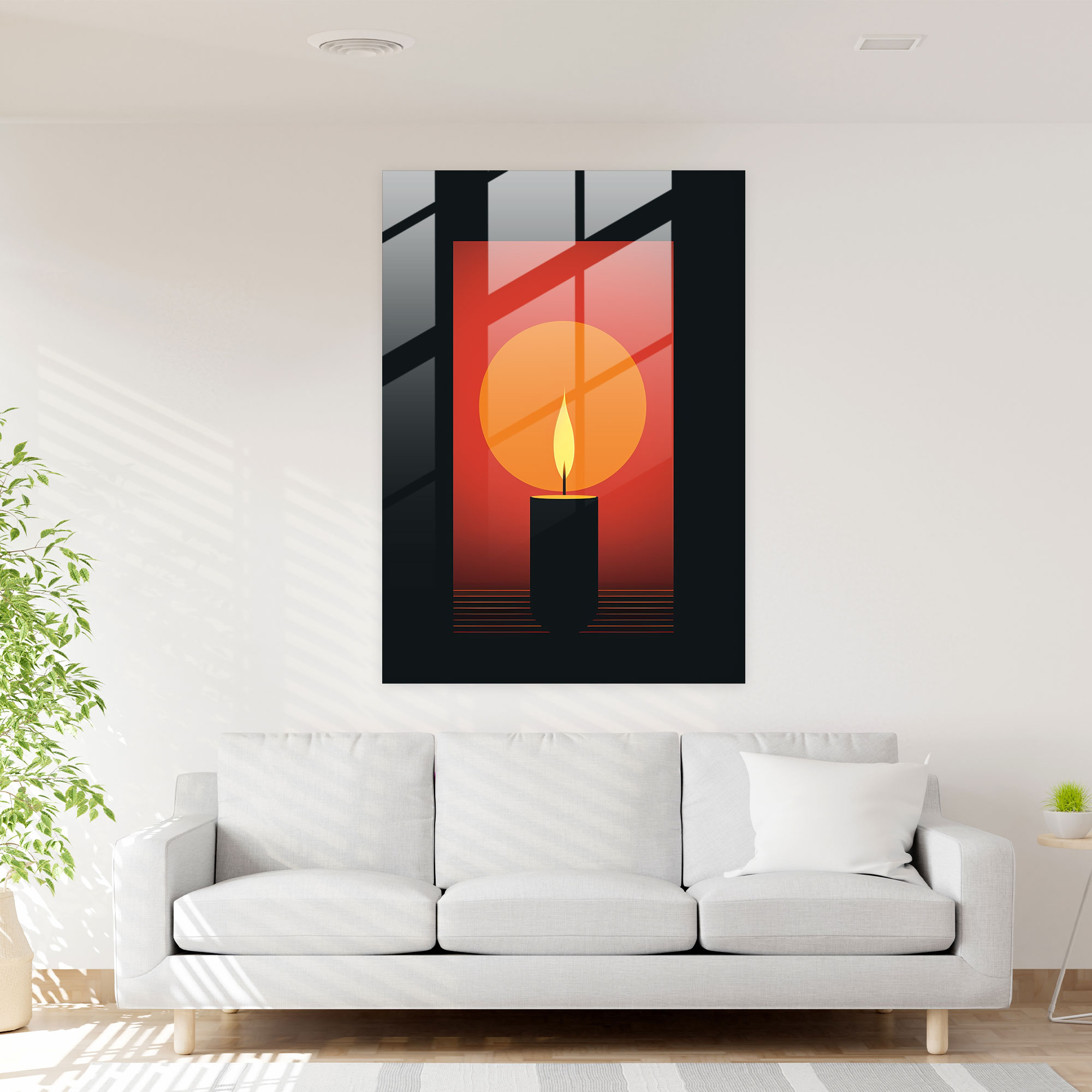 Serenity Candle Glass Print - Candle, Captivating, Candle, Symbolizing Warmth