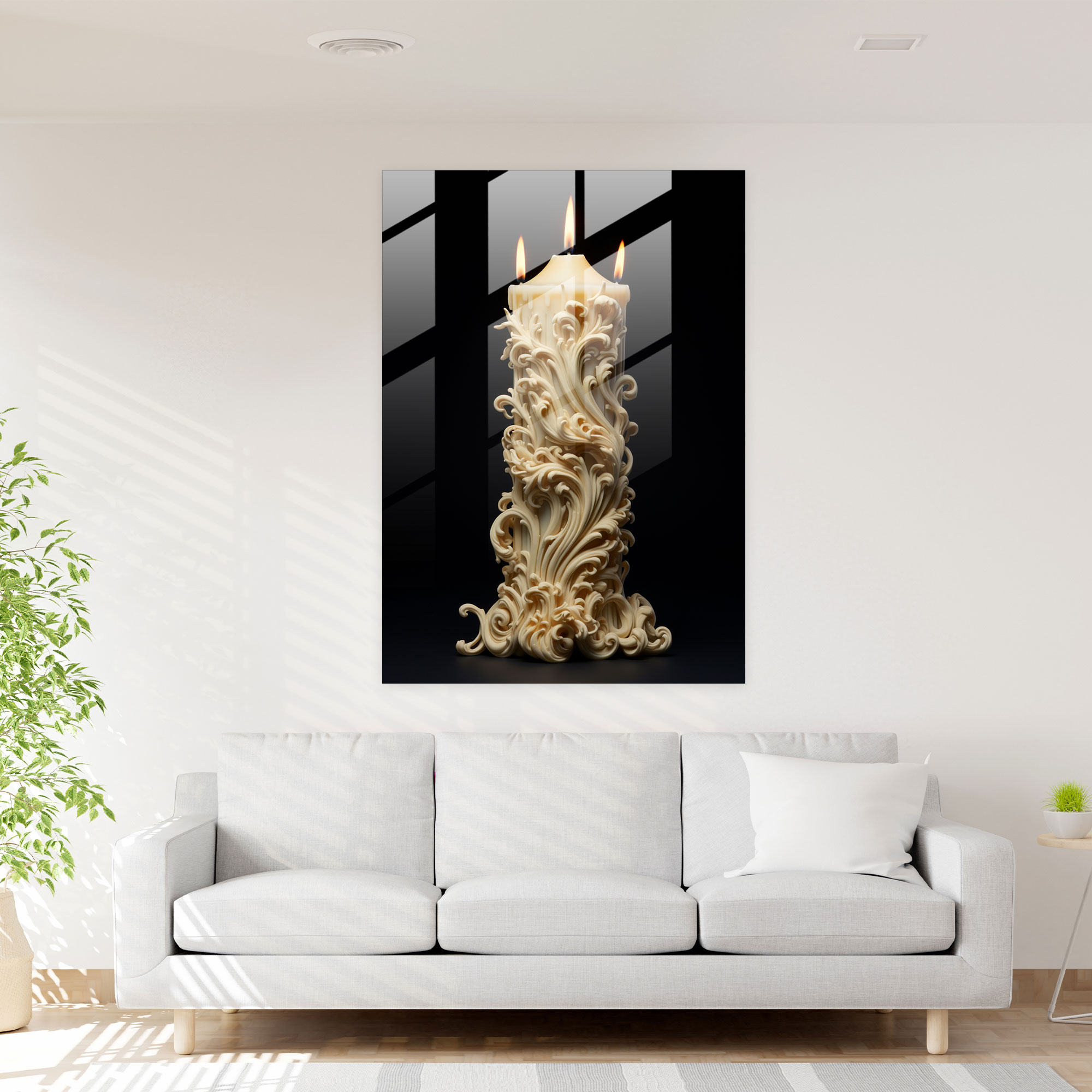 Intricate Candle Glass Sculpture - Candle, Glass Print, Carefully Crafted, Combination Of Glass Art And Modern Art