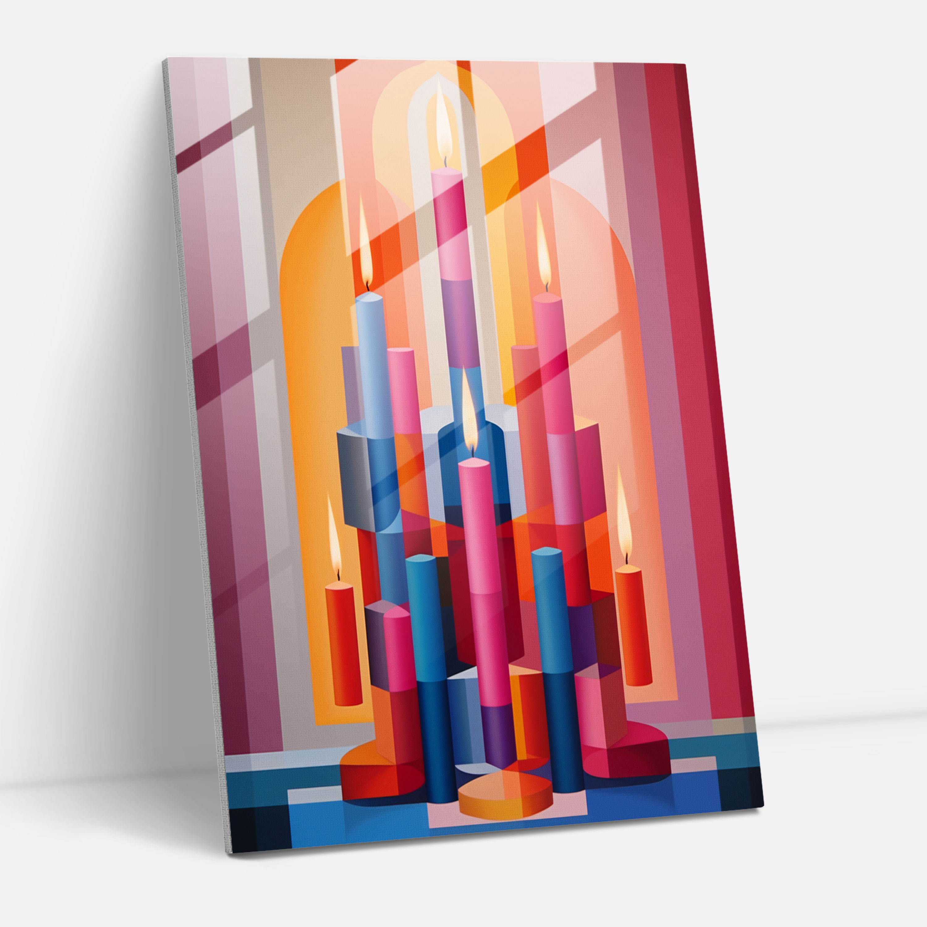 Colorful Shapes Glass Print - Candle, Modern Art, Incorporates Elements, Geometric Abstraction