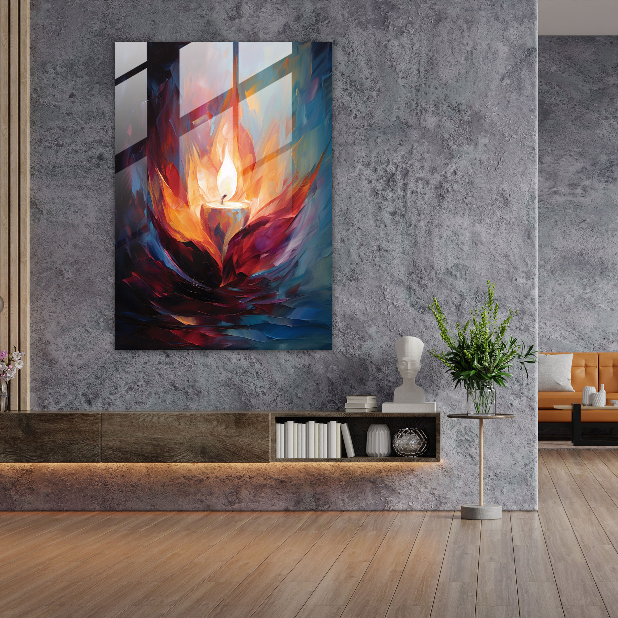 Glass Print Candle Flame - Candle, Modern Art, Candle Flame, Candle