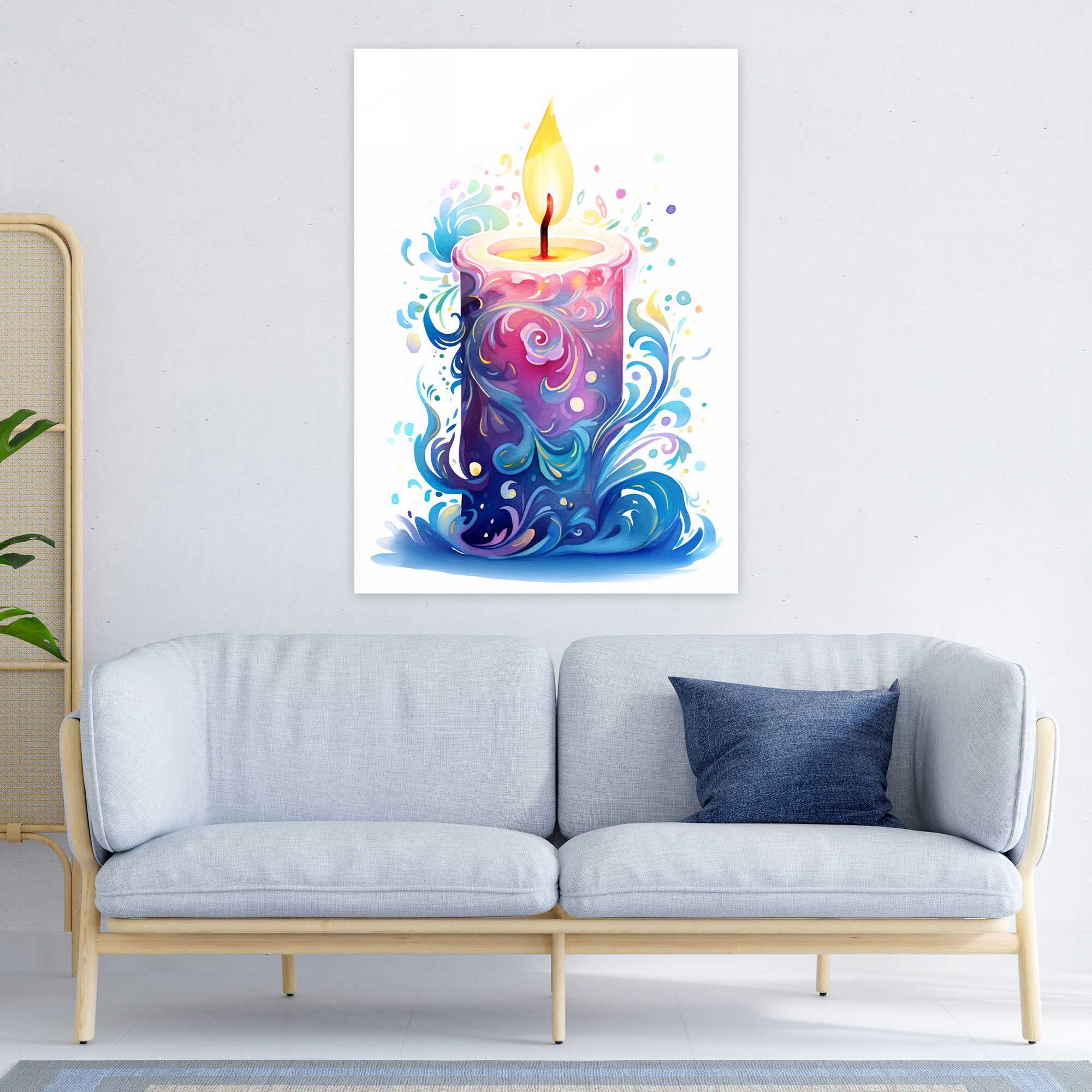 Glass Wall Art Whimsical Candle - Candle, Wall Decoration, Home Decoration, Whimsical