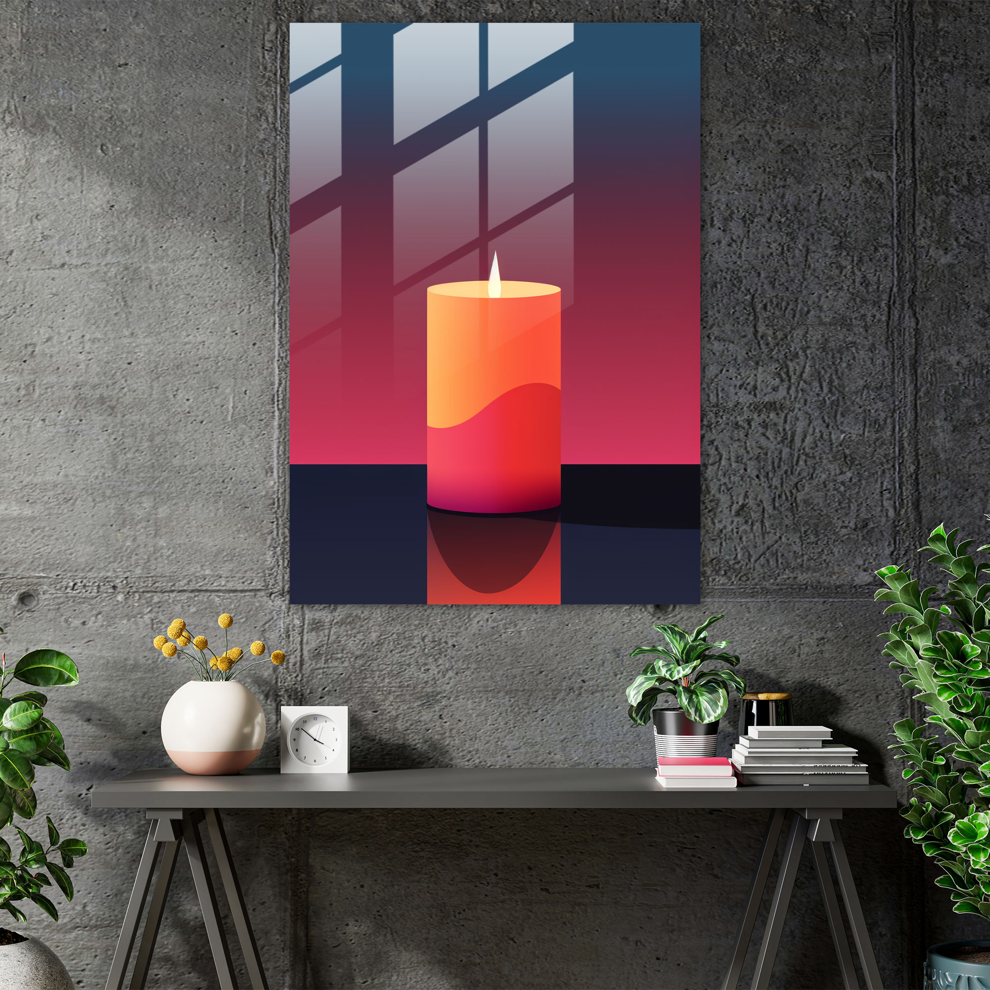 Home Decoration Candle Silhouette - Candle, Wall Decoration, Home Decoration, Glass Wall Art