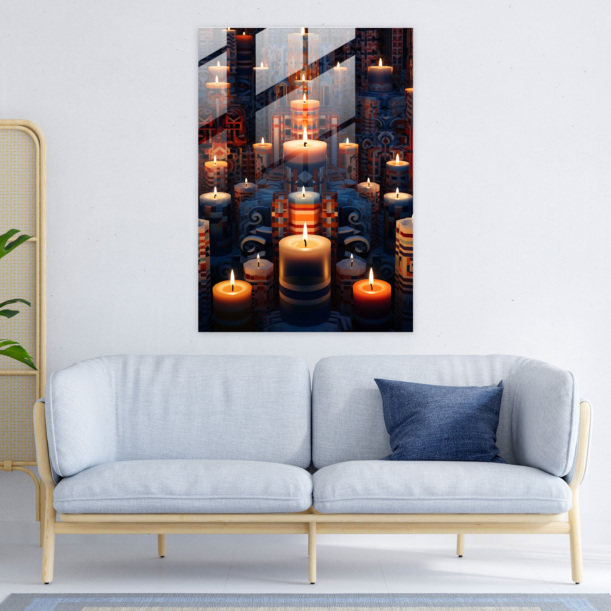 Home Decoration Geometric Candles - Candle, Glass Wall Art, Glass Art, Glass Print