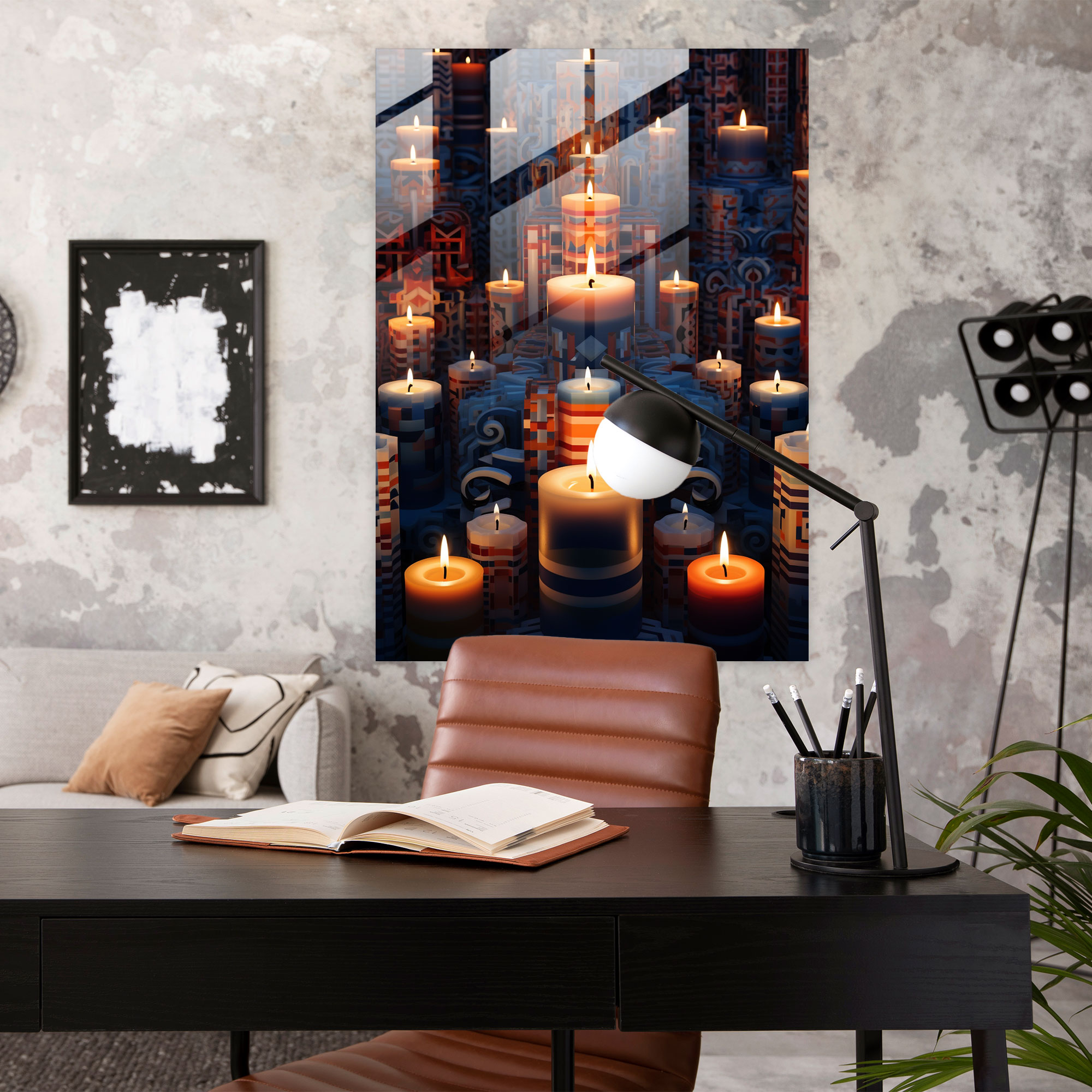 Home Decoration Geometric Candles - Candle, Glass Wall Art, Glass Art, Glass Print