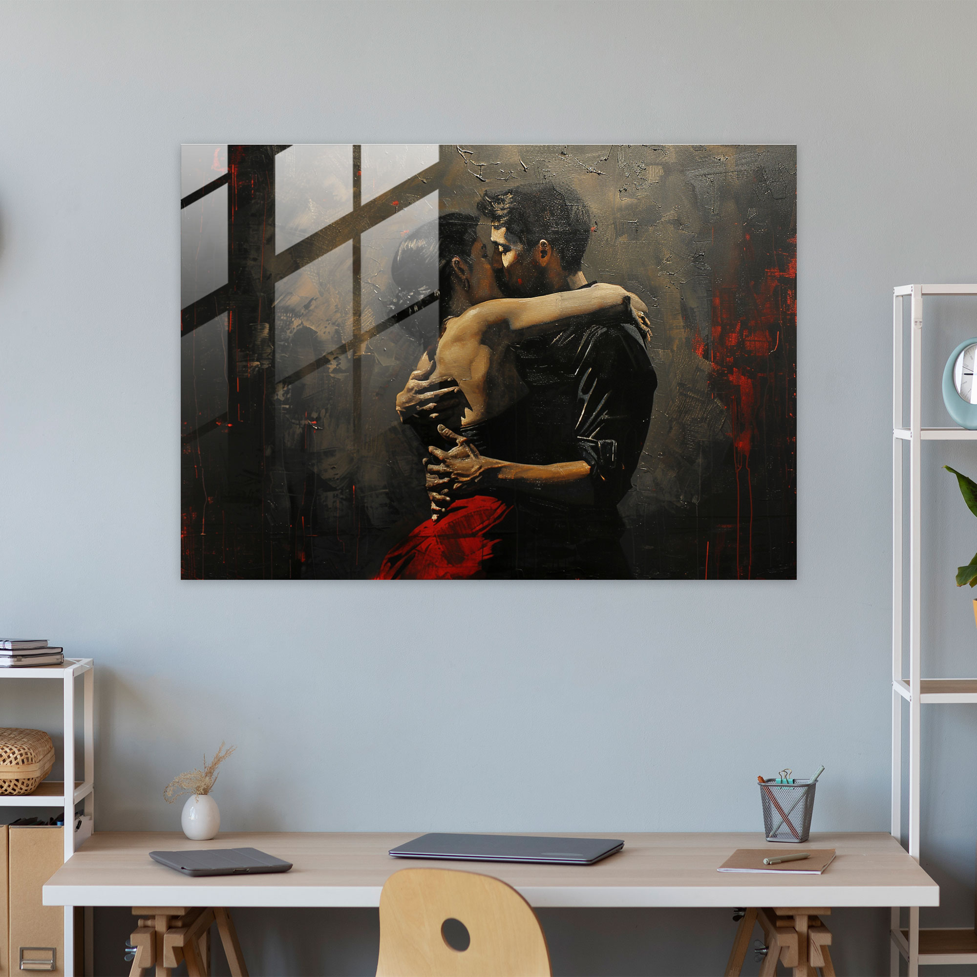 Caravaggio Tarzı Cam Duvar Sanatı - Romantik Sanat Cam Sanatı