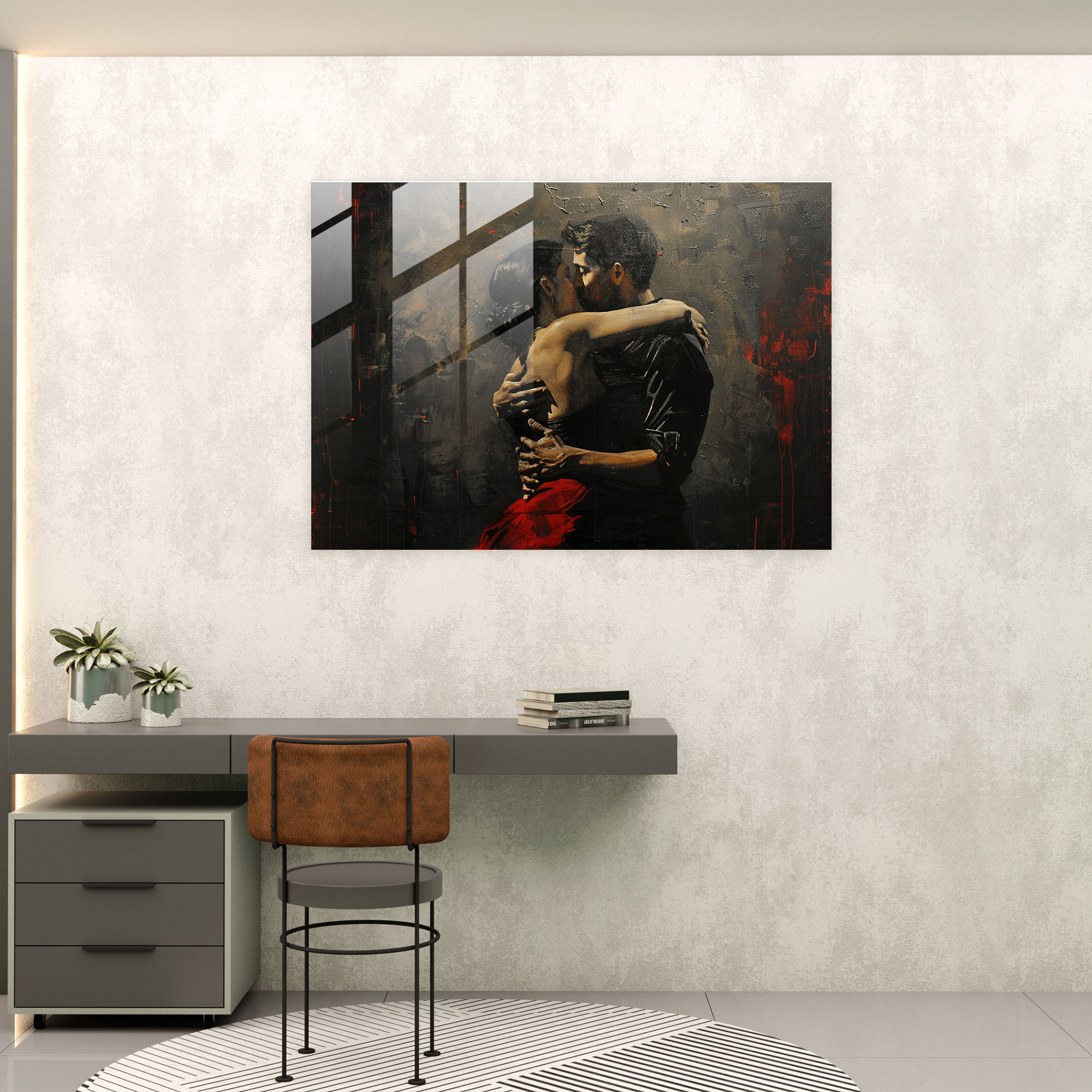 Caravaggio Tarzı Cam Duvar Sanatı - Romantik Sanat Cam Sanatı