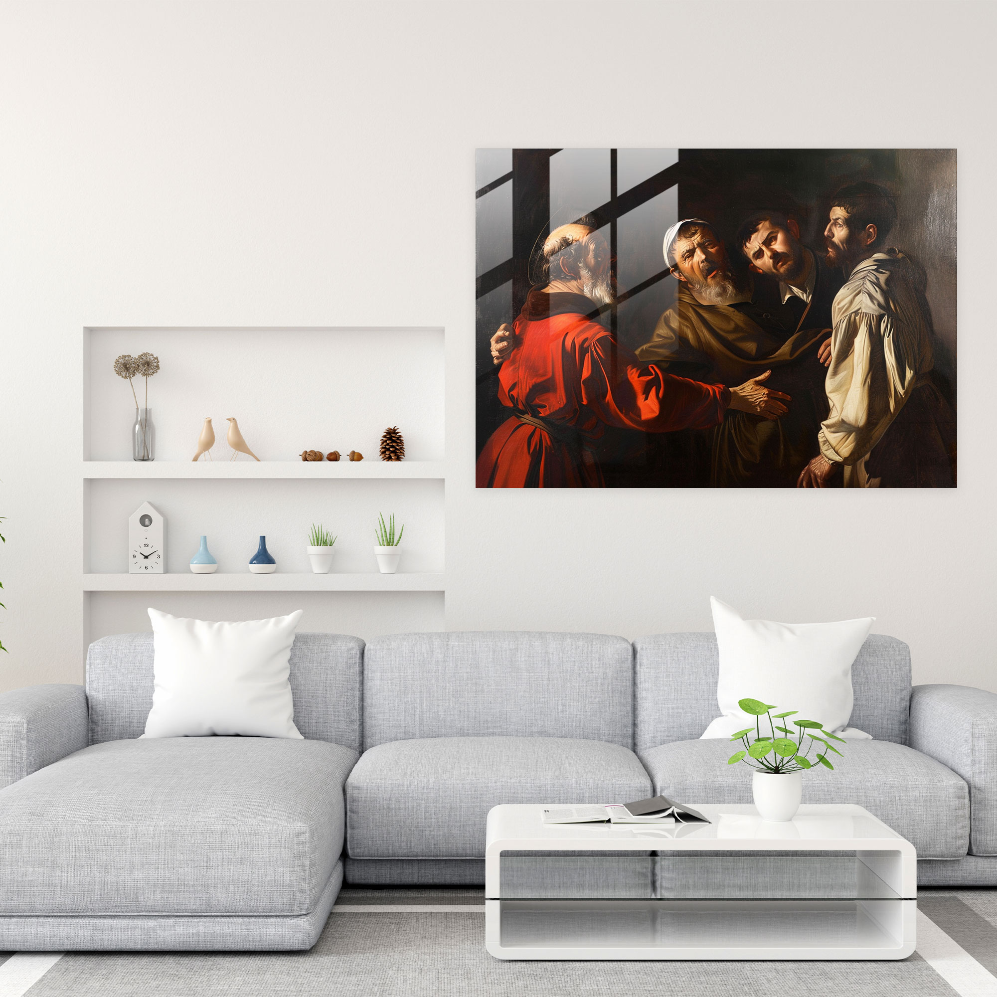 Caravaggio Tarzı Duvar Dekorasyonu - Caravaggio İhanet Sanatı Cam Tablo Duvar Dekorasyonu