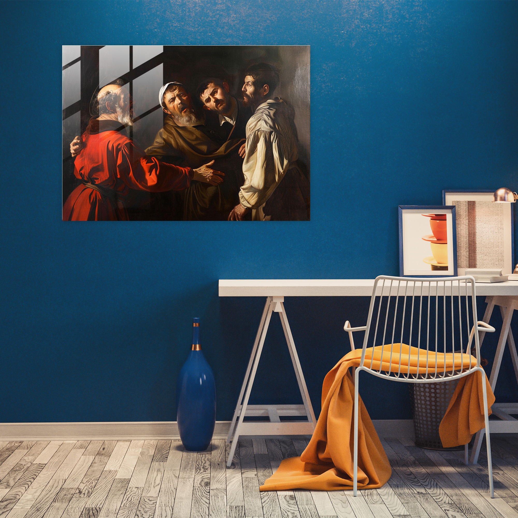 Caravaggio Tarzı Duvar Dekorasyonu - Caravaggio İhanet Sanatı Cam Tablo Duvar Dekorasyonu