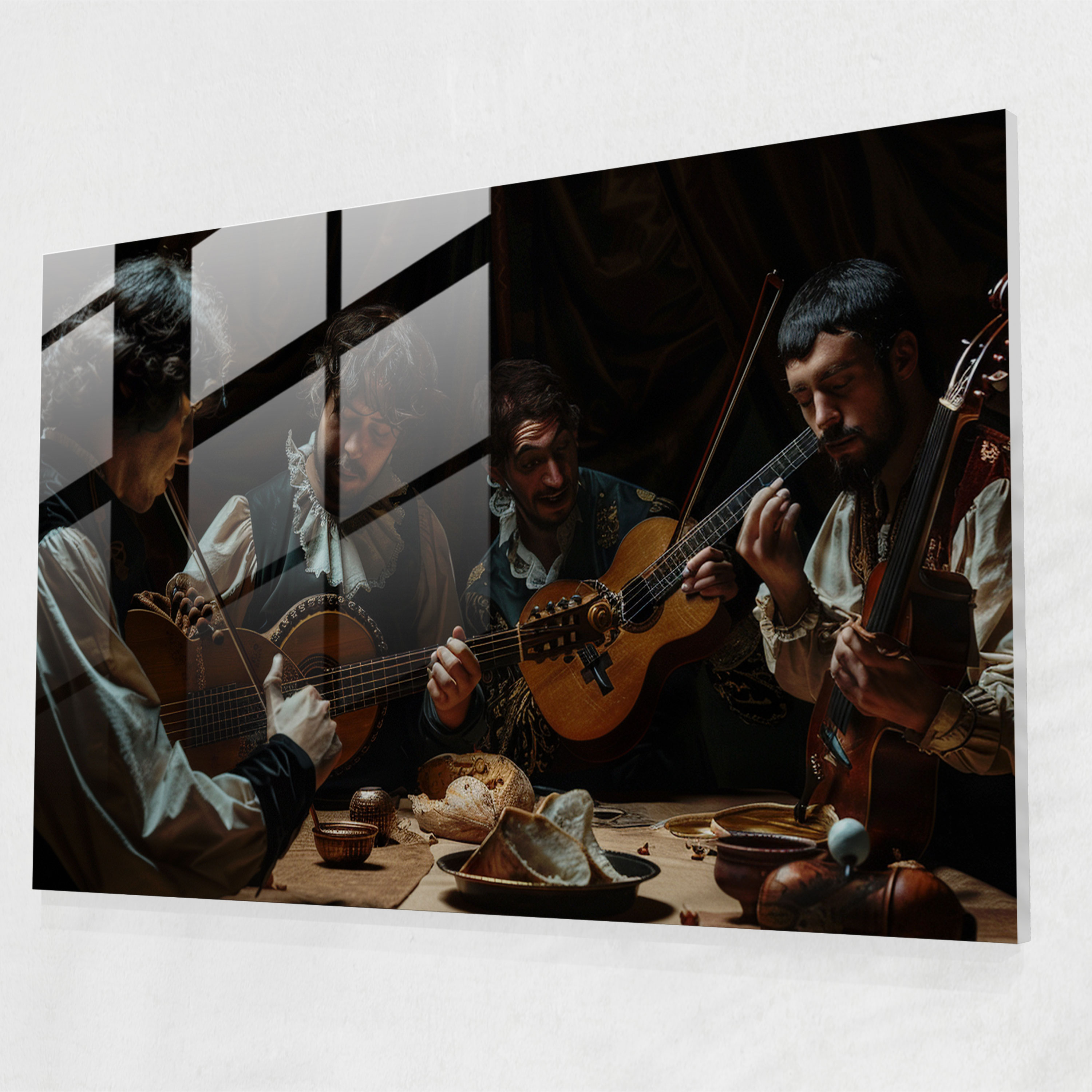 Caravaggio Tarzı Cam Tablo: Müzisyenler - Caravaggio Cam Tablo Ev Dekorasyonu Caravaggio Tarzı