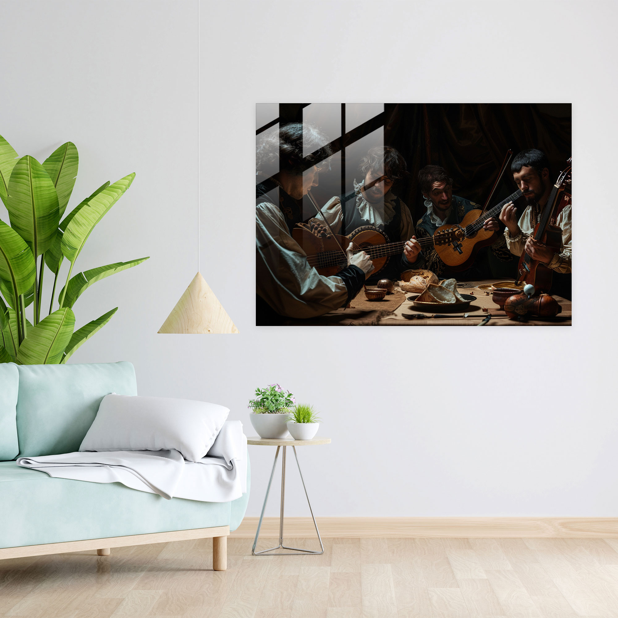 Caravaggio Tarzı Cam Tablo: Müzisyenler - Caravaggio Cam Tablo Ev Dekorasyonu Caravaggio Tarzı