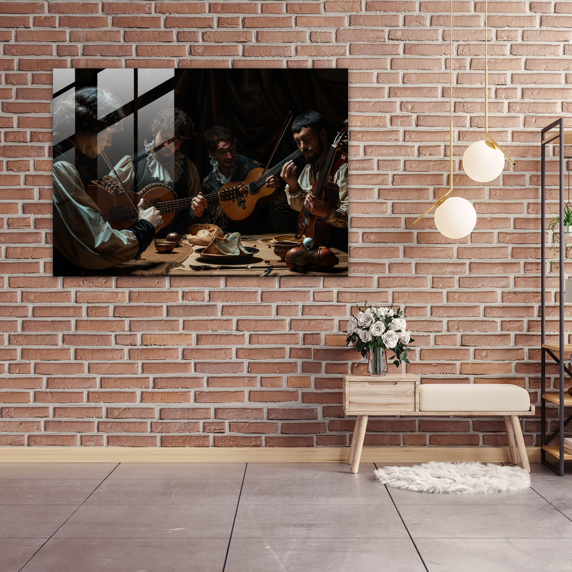 Caravaggio Tarzı Cam Tablo: Müzisyenler - Caravaggio Cam Tablo Ev Dekorasyonu Caravaggio Tarzı