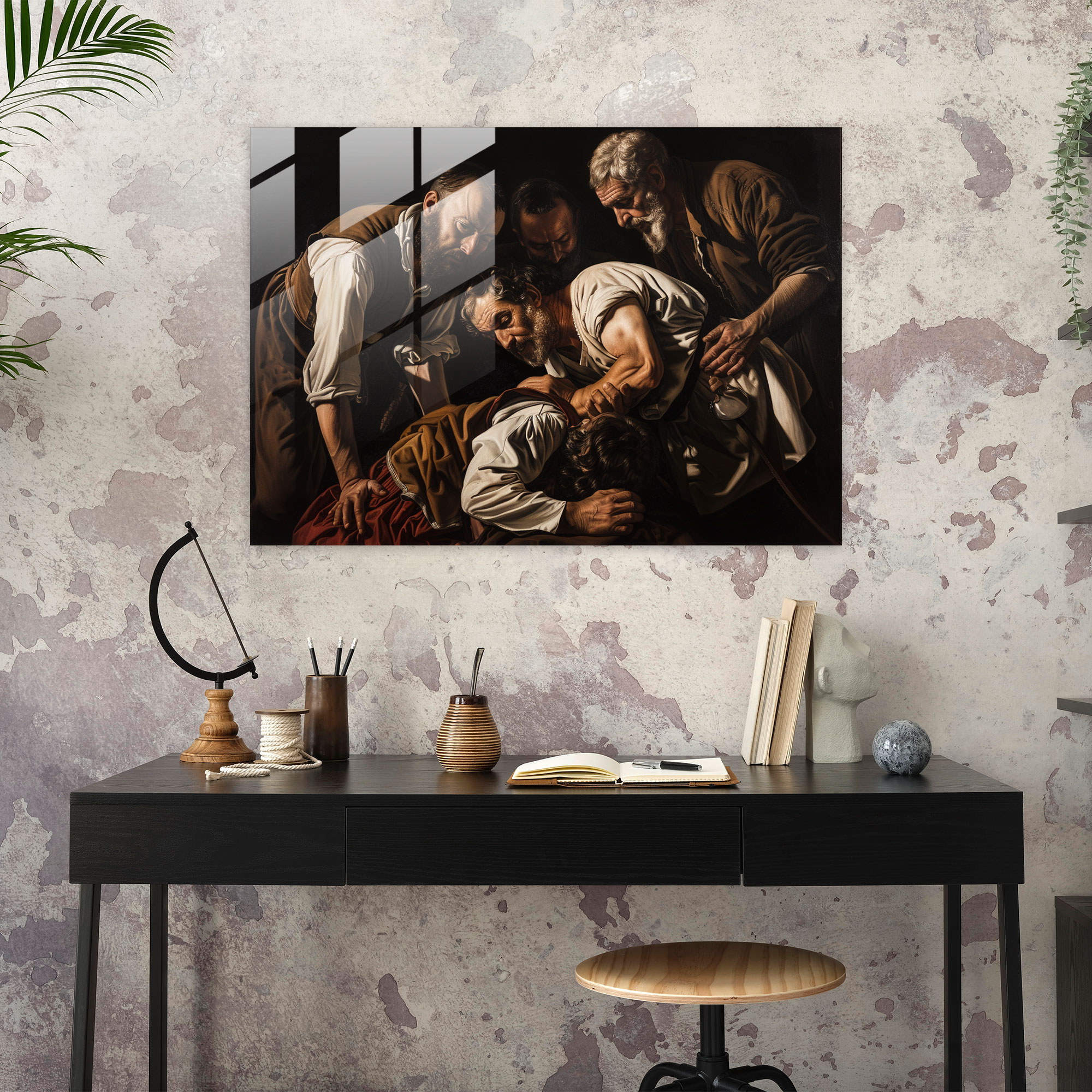 Caravaggio Stili Cam Sanatı: Gerçekçi Figürler - Duvar Dekorasyonu Cam Sanatı Modern Sanat
