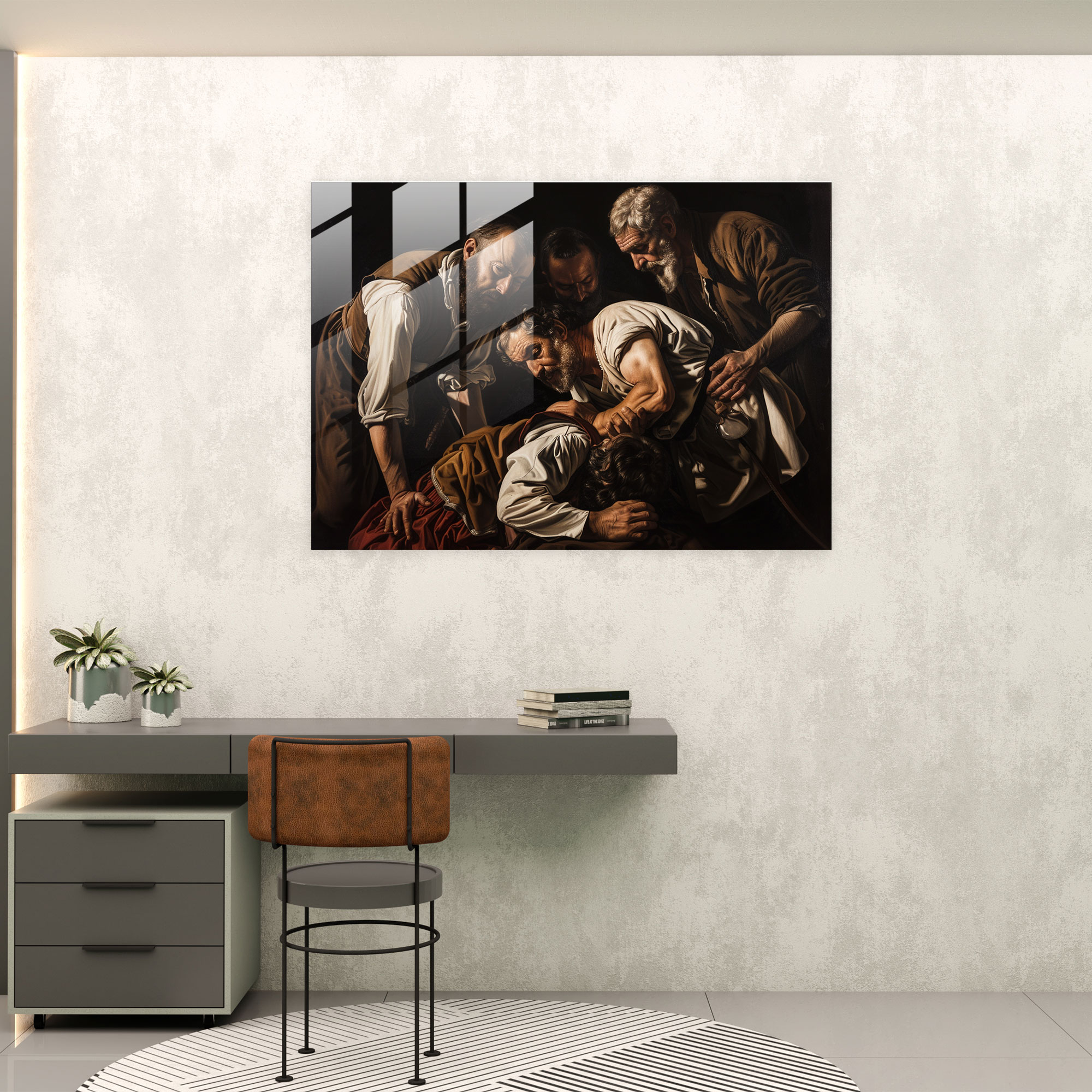 Caravaggio Stili Cam Sanatı: Gerçekçi Figürler - Duvar Dekorasyonu Cam Sanatı Modern Sanat