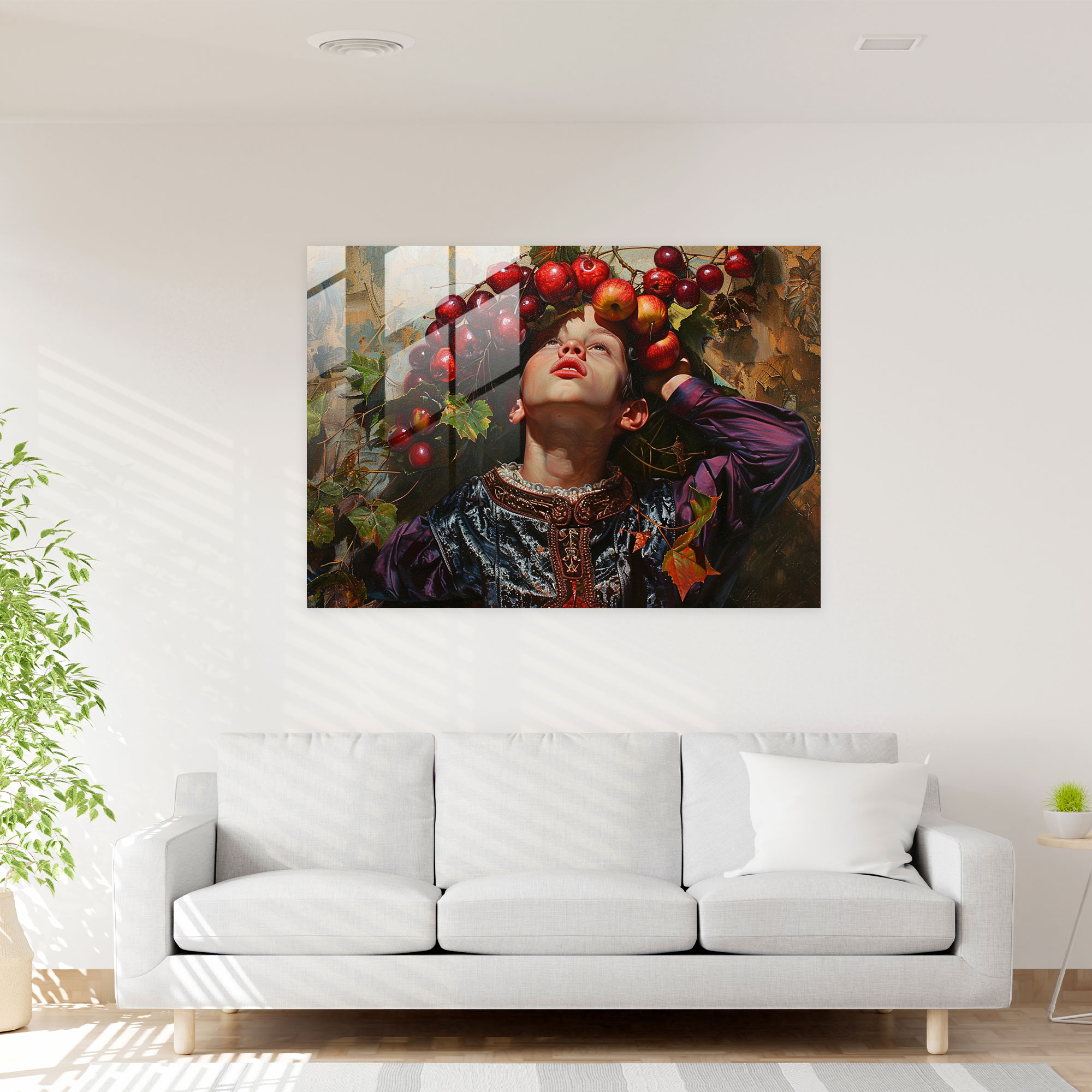 Caravaggio Tarzı Cam Tablo: Canlı Renkler - Caravaggio Cam Sanatı Modern Sanat Cam Duvar Sanatı
