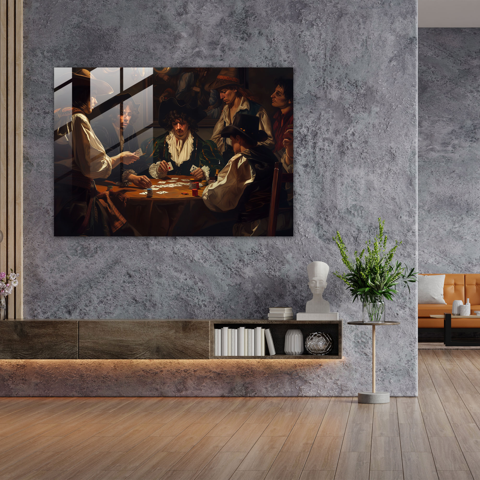 Caravaggio Tarzı Ev Dekorasyonu Cam Tablo - Caravaggio Ev Dekorasyonu Modern Sanat Cam Tablo